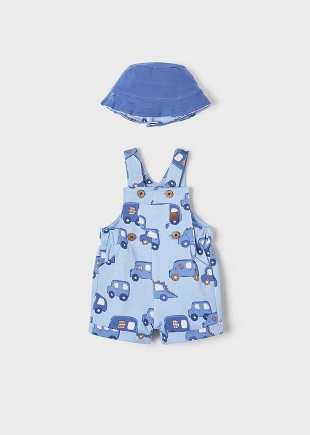 Baby Boy Overalls & Reversible Hat Set - Dream Blue | Newborn Outfit & Accessories for Photos, Parties & Everyday Wear
