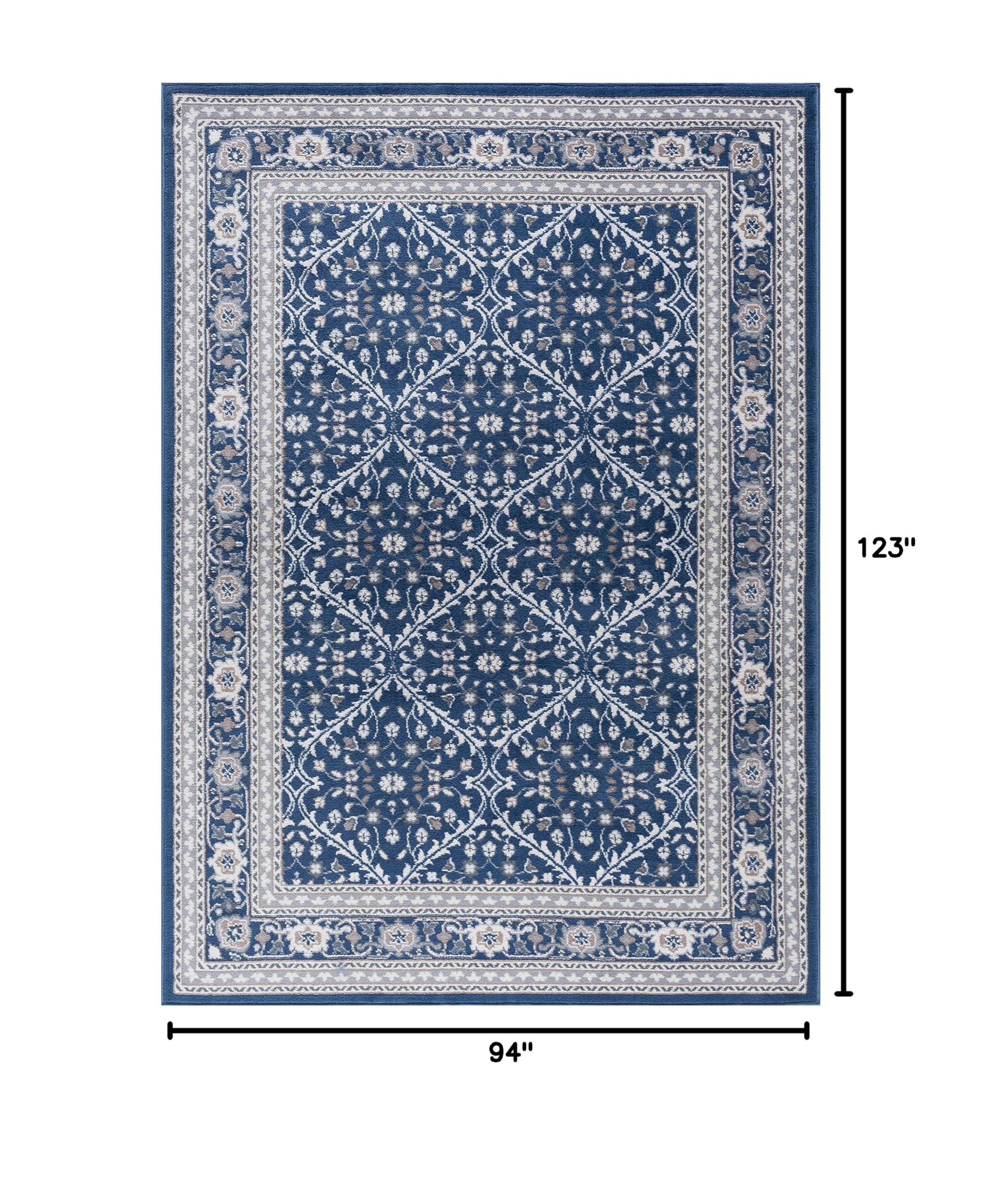 Navy Modern Large 8x10 Area Rug - Soft Contemporary Indoor Carpet for Living Room, Bedroom, Dining Room & Entryway - Non-Slip Kitchen Rug - Perfect for Home Decor & High Traffic Areas
