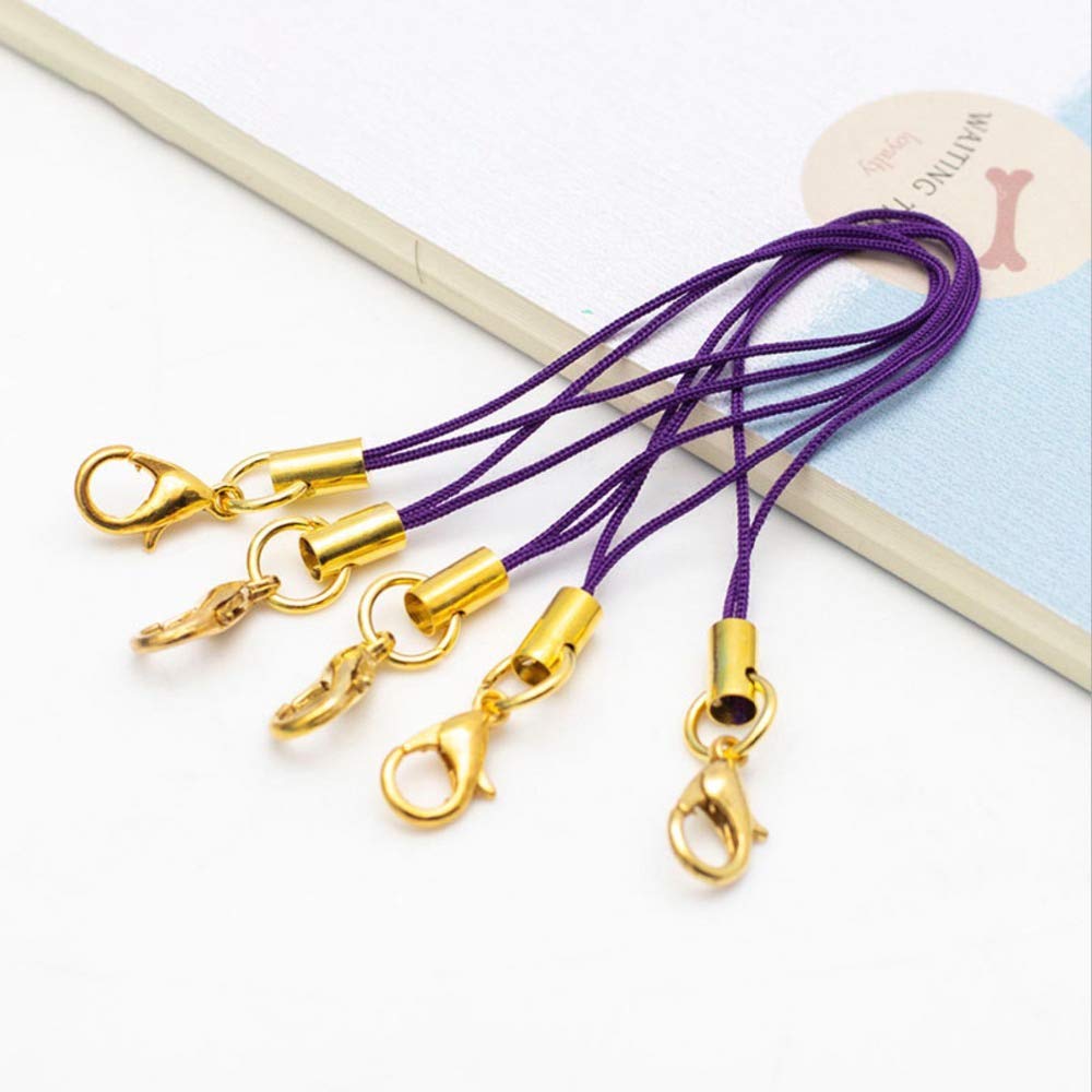 Gold Lobster Clasp Phone Lanyard Strap - DIY Cell Phone Cord, Keychain Charm & Accessory Connector Ring - White - Perfect for Phone Security, Key Organization & Fashion Accessories