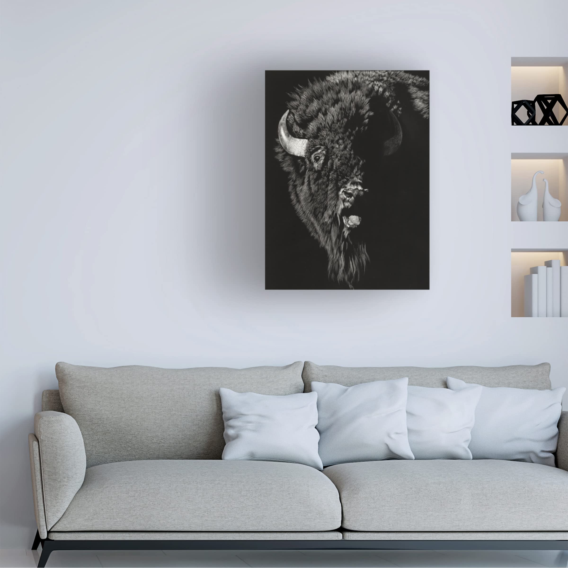 Trademark Fine Art 'Wild Scratchboard IV' Canvas Art by Julie T Chapman - Stunning Wildlife Wall Decor for Living Room, Bedroom & Office