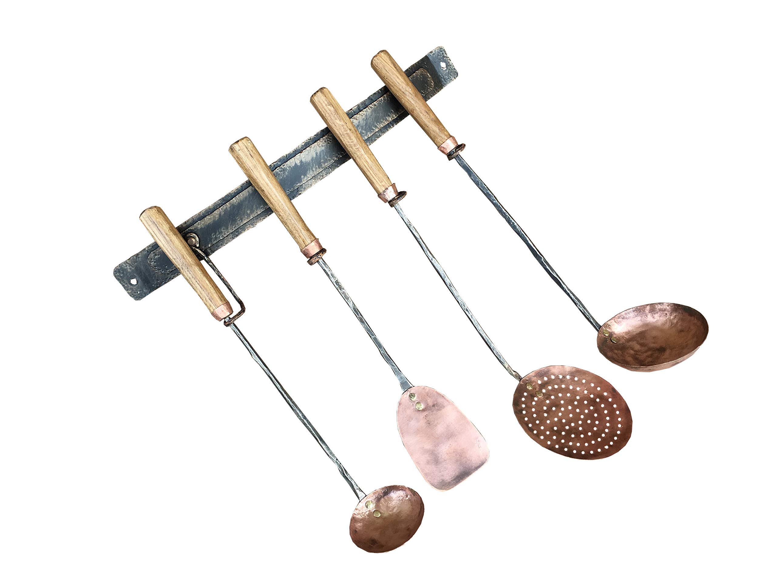 Handcrafted Medieval Copper Cutlery Set - Ladle, Water Dipper & Spatula - Vintage Kitchen Utensils & Flatware for Cooking, Serving & Gifting - Perfect for Renaissance Fairs, Historical Reenactments & Unique Home Decor