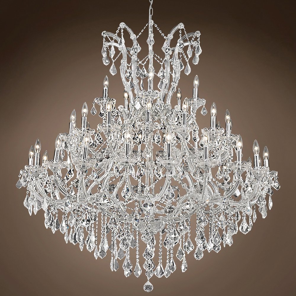Maria Theresa 41-Light 52-Inch Chrome Crystal Chandelier - Elegant European Style Ceiling Light Fixture for Dining Room, Living Room, and Foyer Decor
