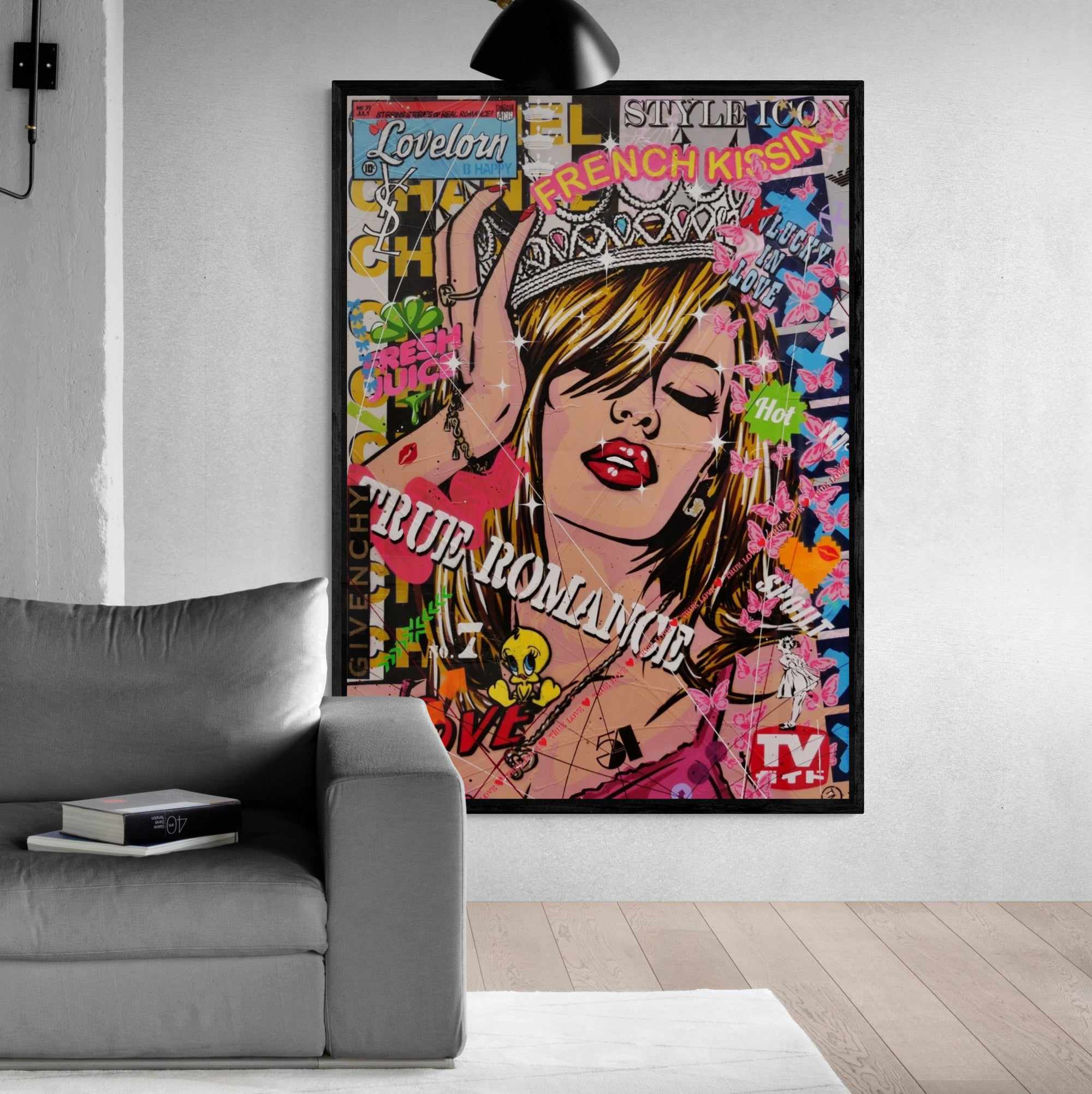 Candy Princess 140cm x 100cm Beauty Queen Textured Urban Pop Art Canvas Painting - Perfect for Living Room, Bedroom, and Office Wall Decor