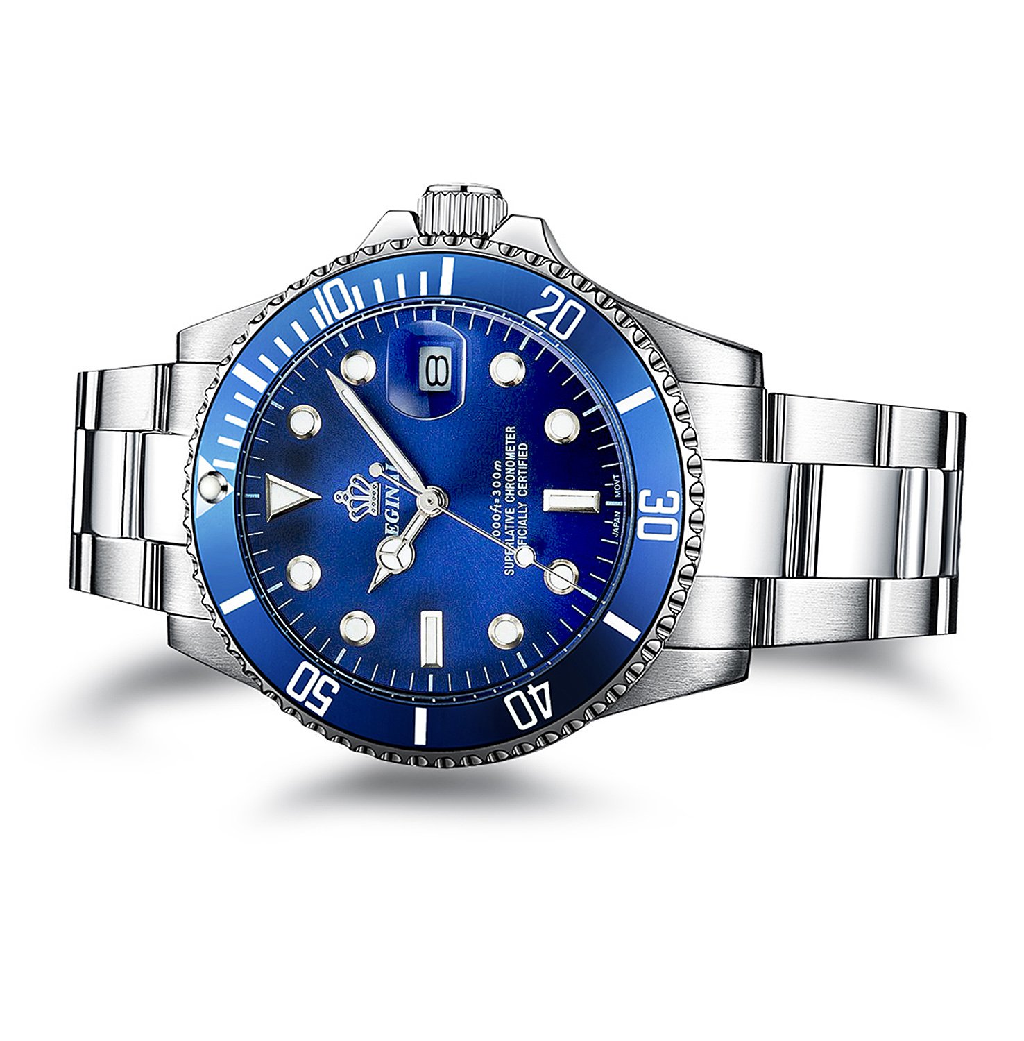 Premium Rotatable Bezel Men's Watch - Waterproof Sapphire Crystal Stainless Steel Date Quartz Black Wristwatch for Business & Outdoor Adventures