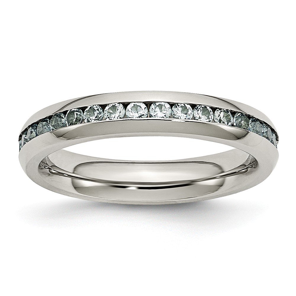 4mm Light Blue CZ Engagement Ring - Stainless Steel for Weddings & Proposals