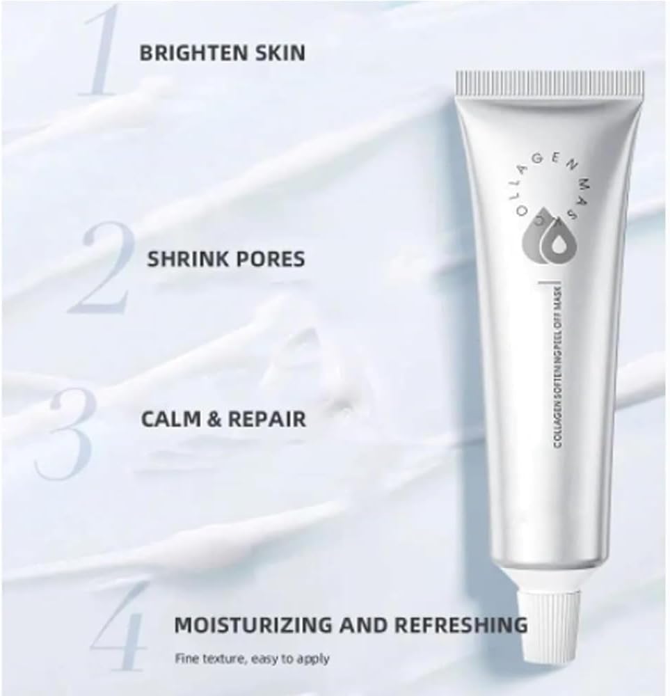 Korean Collagen Peel Off Mask - Anti-Aging, Firming & Moisturizing Facial Mask for Wrinkle Reduction & Skin Tightening | Deep Penetrating Collagen Treatment for Glowing Skin - Perfect for Nighttime Skincare Routine & Spa Days
