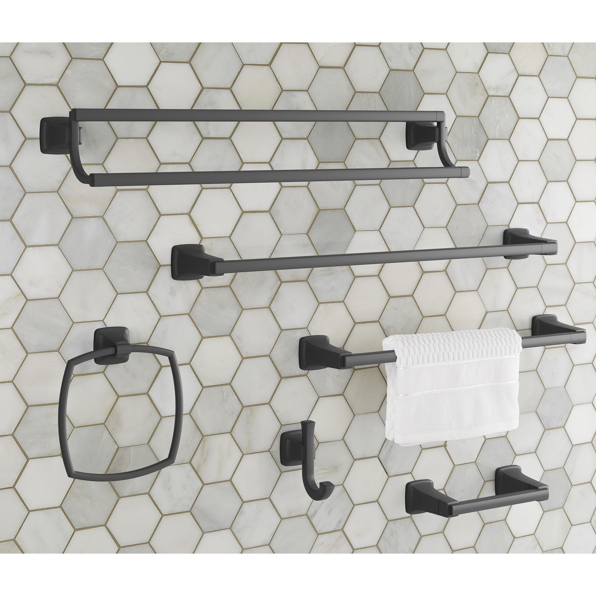 American Standard 7353230.243 Townsend Toilet Paper Holder - Matte Black Bathroom Accessory for Modern Homes | Wall-Mounted TP Dispenser for Powder Rooms & Guest Baths
