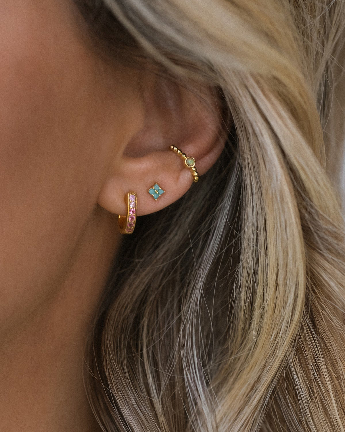Turquoise Quaditta Stud Earrings for Women - Dainty Bohemian Jewelry for Everyday Wear & Special Occasions