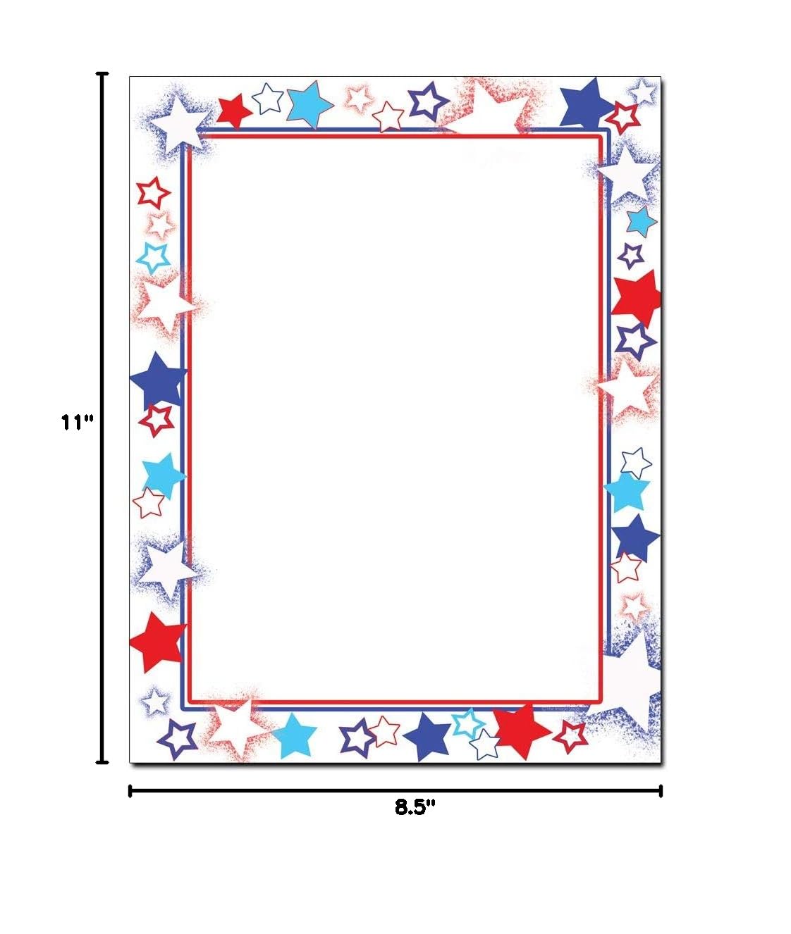 Patriotic Stars Letterhead Paper - 25 Sheets for Laser & Inkjet Printers - Perfect for 4th of July, Memorial Day & Patriotic Events Invitations, Certificates & Business Stationery