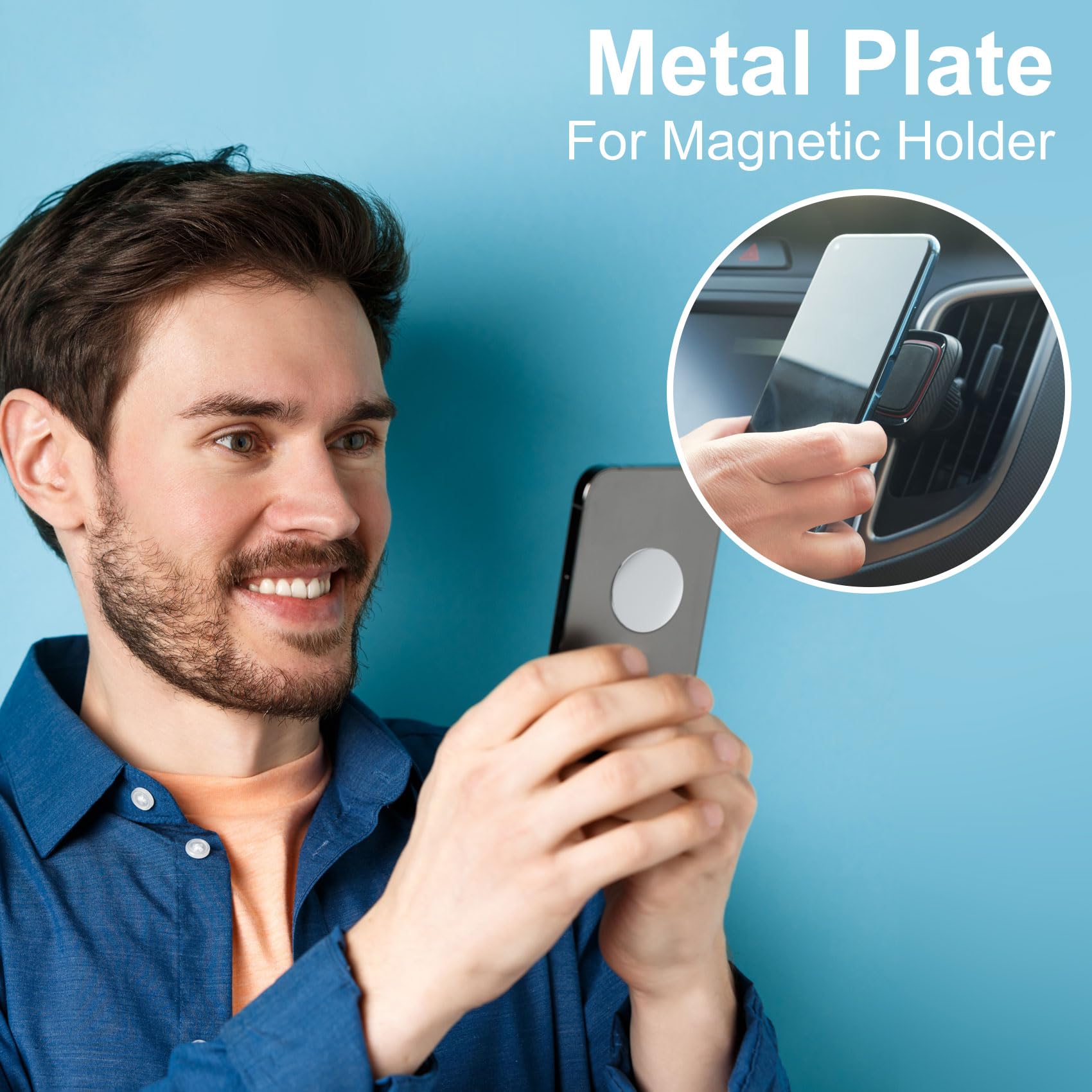 30pcs 40mm Universal Round Metal Phone Disk for Magnetic Car Phone Holder - Self-Adhesive Silver Stickers for Phone Mounting (Perfect for Car Dashboard, Office Desk & Home Use)