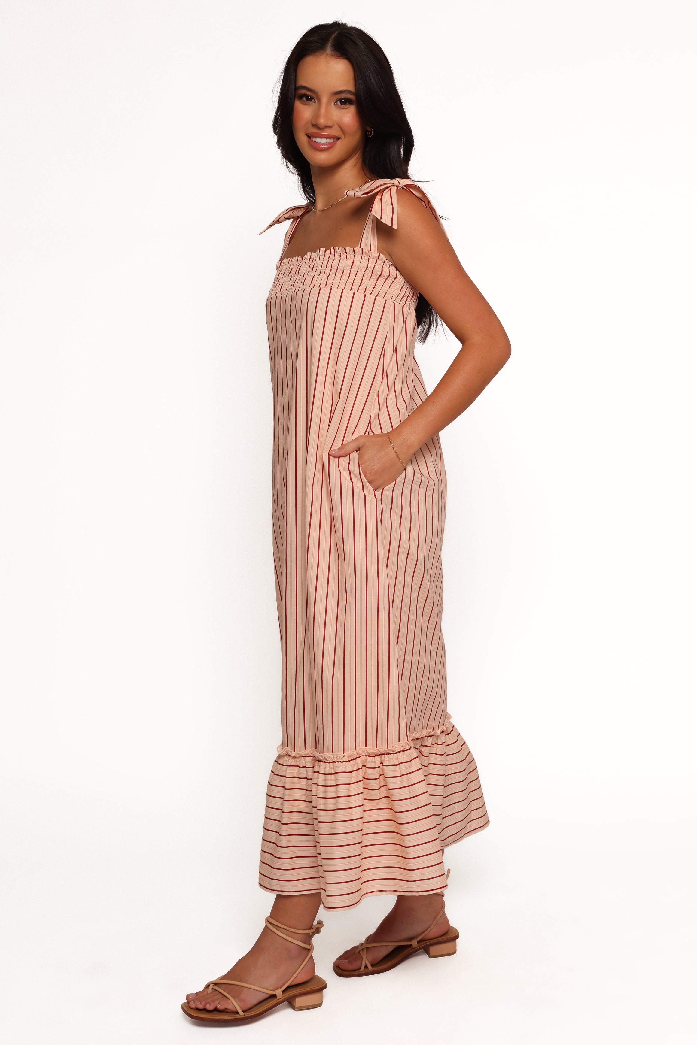 Irina Maxi Dress for Women - Pink Striped Flowy Summer Dress | Beach Wedding, Vacation, Party Outfit