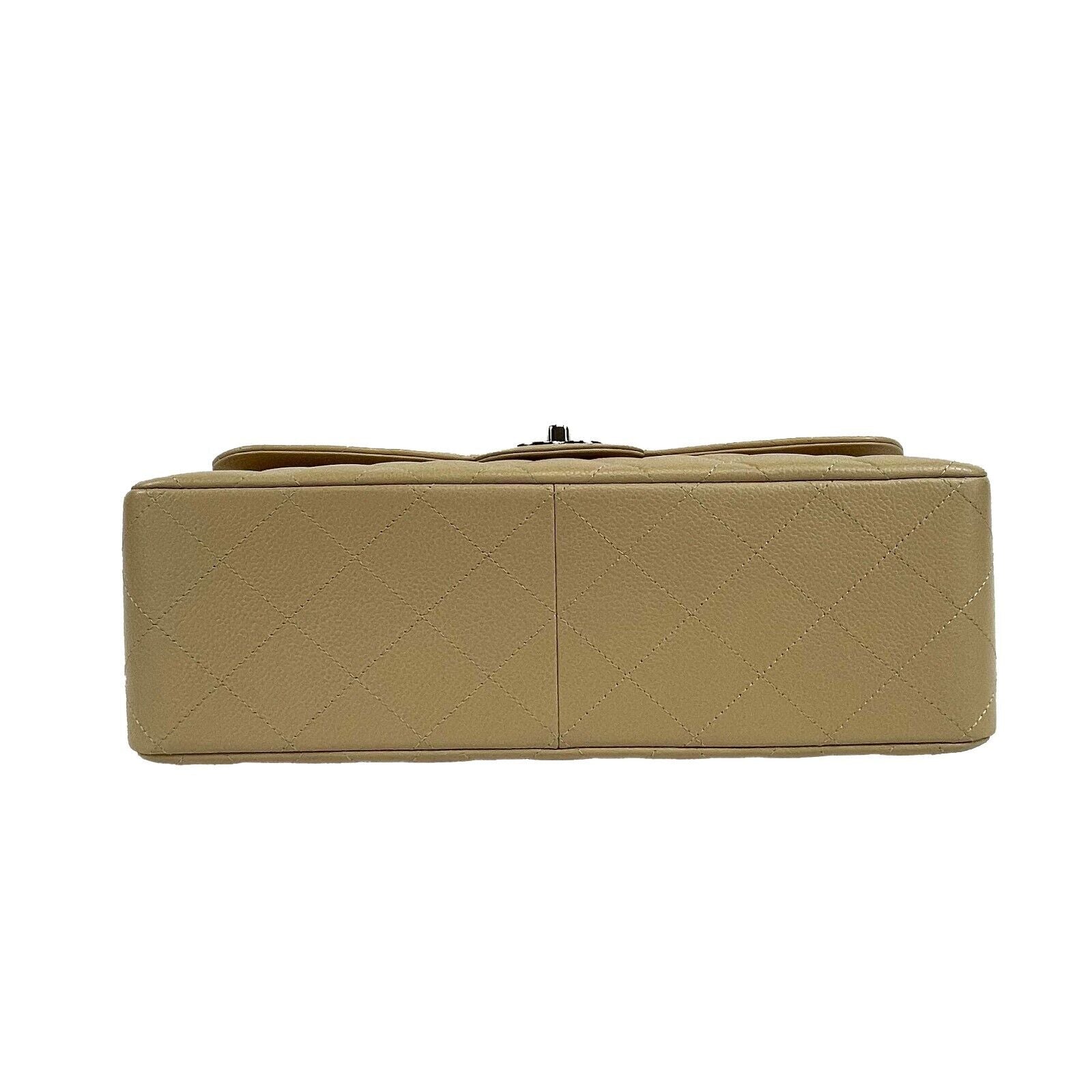 CHANEL Large Classic Caviar Double Flap Jumbo Beige Shoulder Bag - Luxury Designer Handbag for Women | Perfect for Work, Evening Events & Travel Accessories