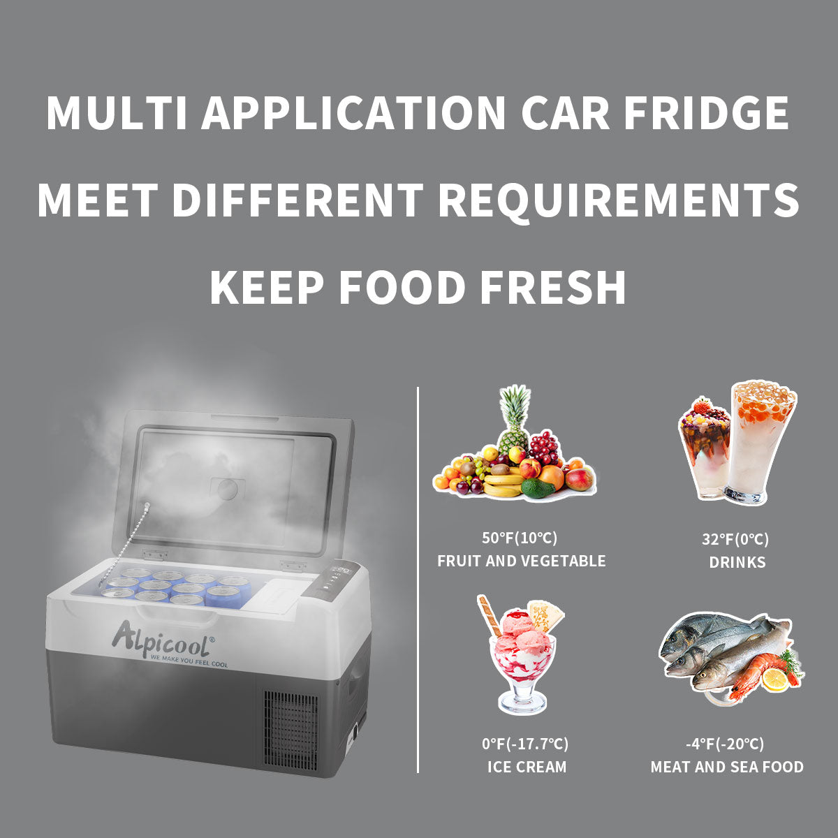Alpicool G22 12V Portable Car Refrigerator with Ice Tray - Compact Freezer for Road Trips, Camping & Outdoor Adventures