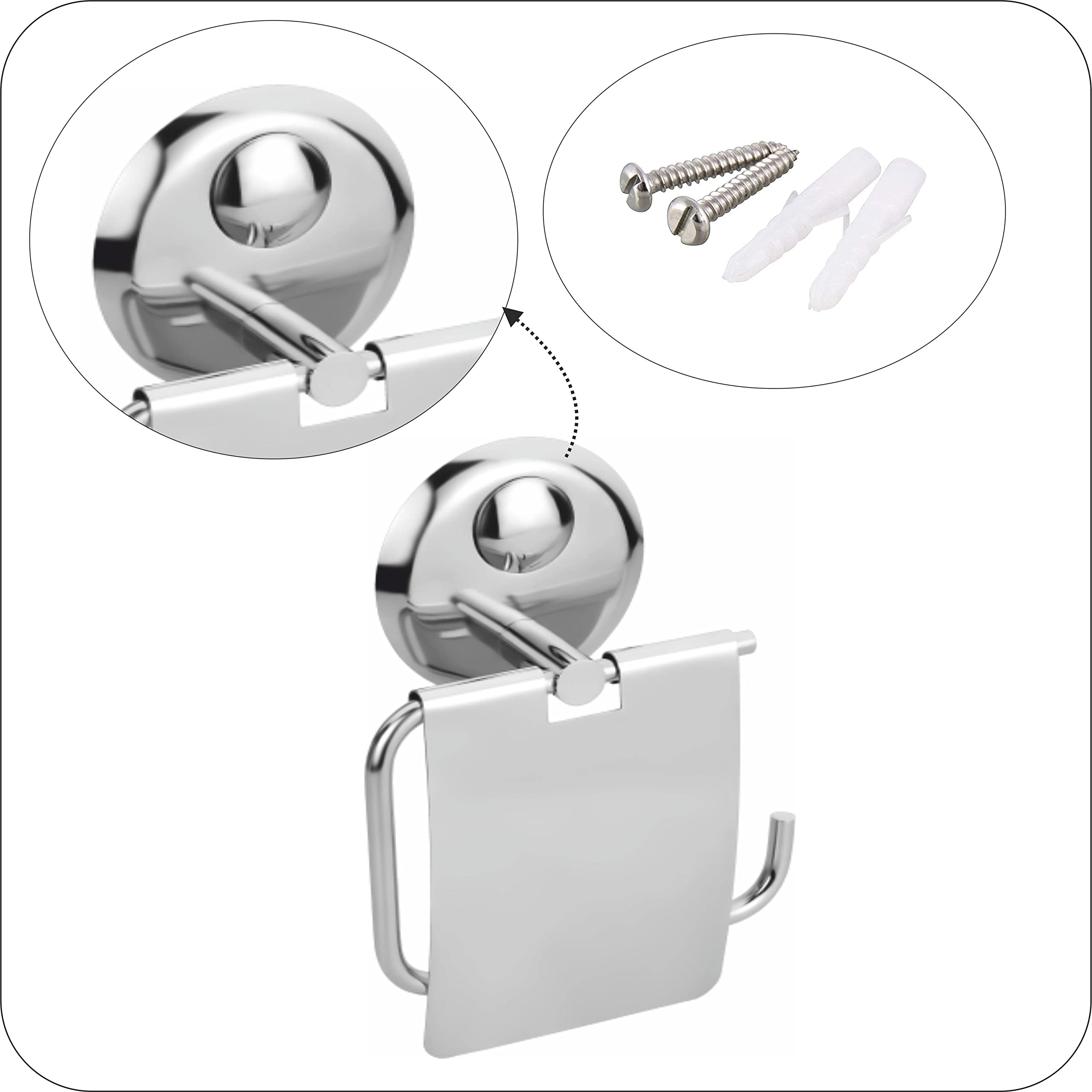 Stainless Steel Toilet Paper Holder - 304 Chrome Finish Bathroom Tissue Roll Hanger - Anti-Rust Kitchen & Bath Accessory - Perfect for Modern Homes, Apartments, and Office Restrooms