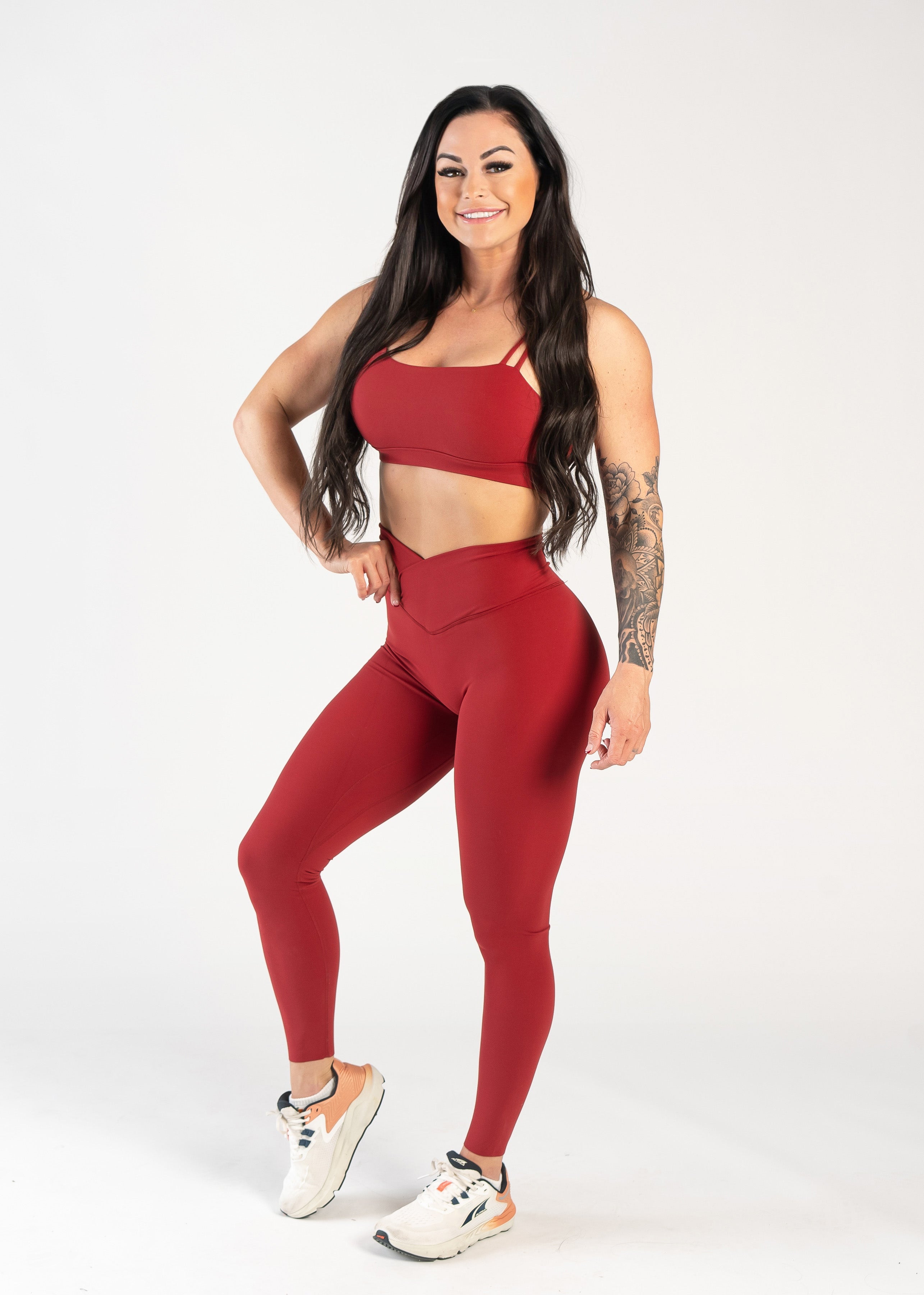 High Waist NKD Leggings with Criss Cross Waistband - Comfortable & Stylish Yoga Pants for Women | Perfect for R.E.D. Friday, Workouts & Everyday Wear