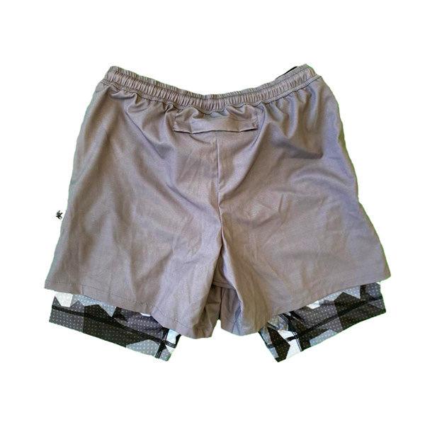 Men's 2-in-1 Compression Shorts with Solid Charcoal Eagle Camo - Moisture Wicking Workout & Running Gear for Gym, Sports & Outdoor Activities