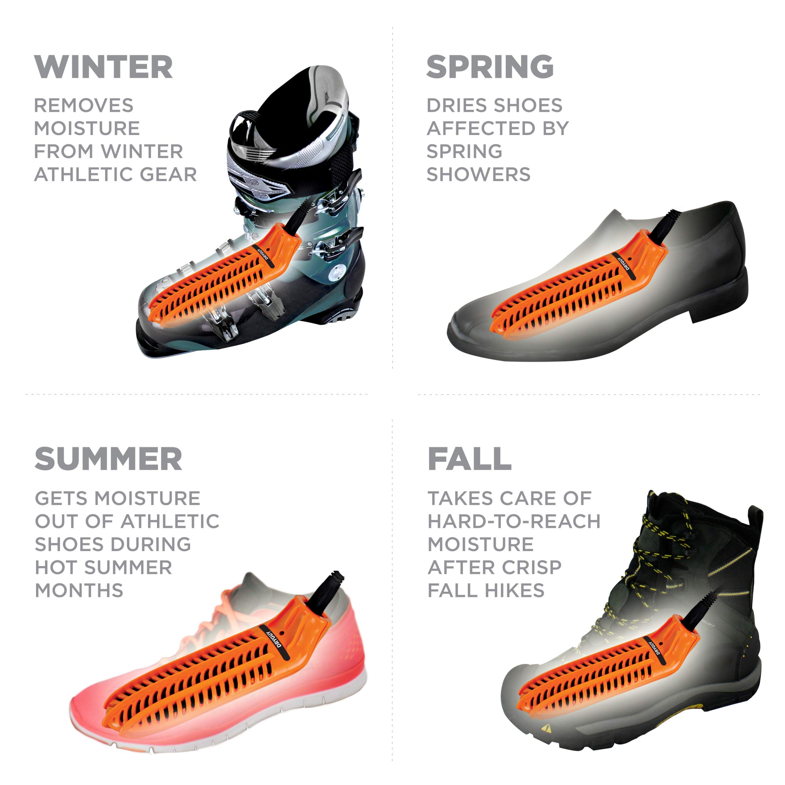 2140 Travel Dry DX Shoe Dryers - Portable Electric Boot & Shoe Dryer for Men Women - Fast Drying, Odor Elimination - Perfect for Hiking, Camping, Gym & Travel - One Size, Orange/Black