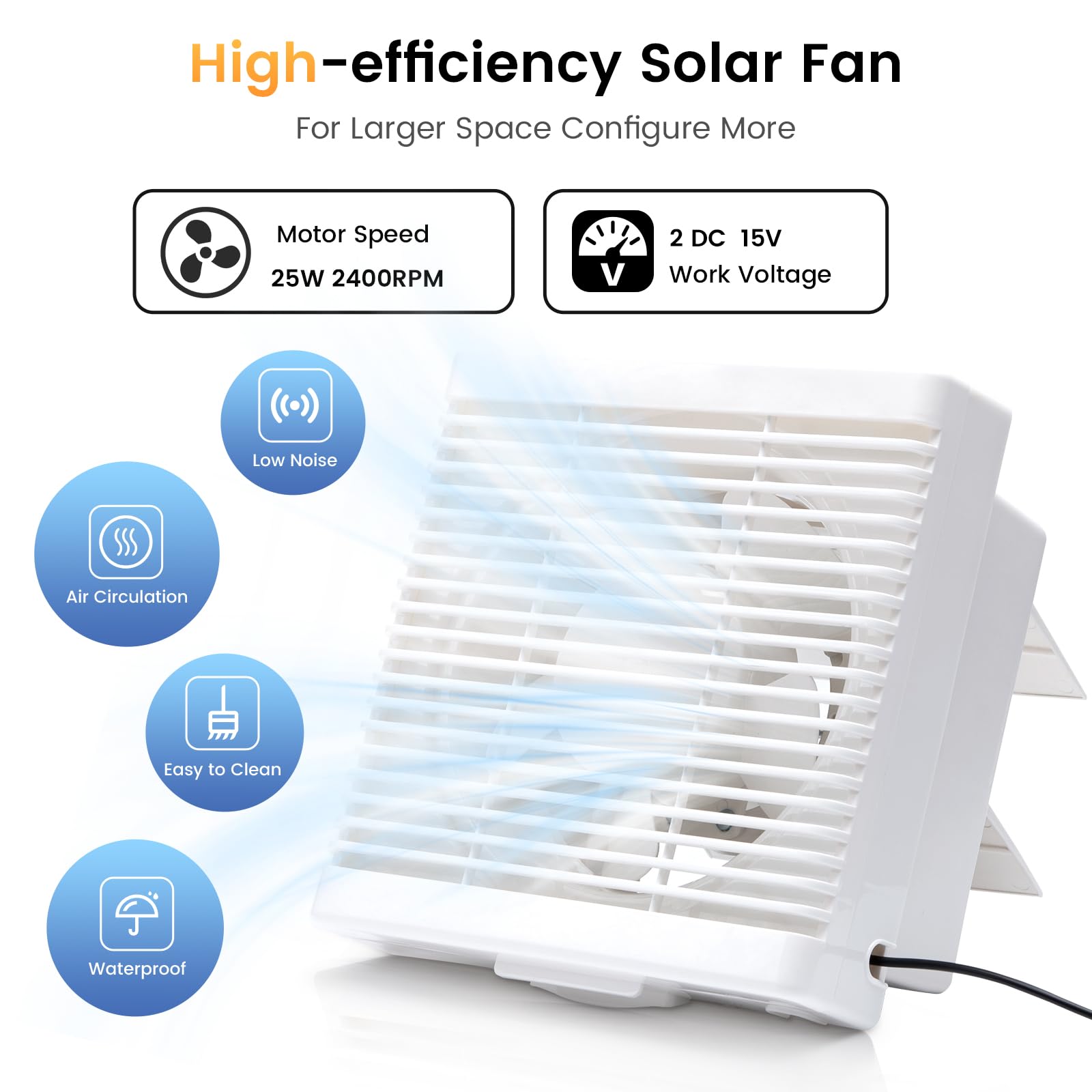 25W Solar Powered Exhaust Fan Kit with Battery - 9.8
