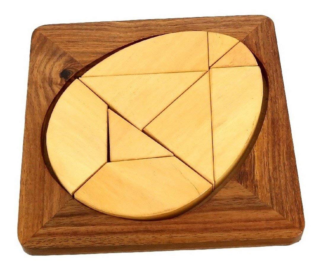 Handmade Wooden Egg Tangram Puzzle - 6 Inch, 9 Pieces - Educational Brain Teaser for Teens & Adults - Perfect Gift for Boys 14+ - Great for Stress Relief, Classroom Activities & Family Game Night