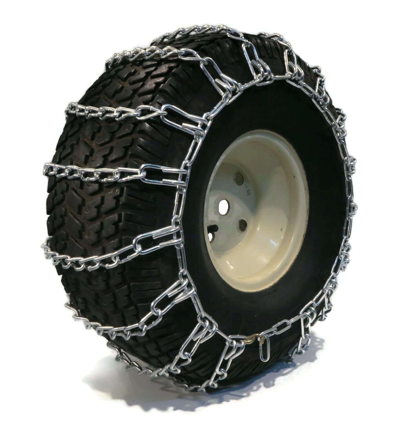John Deere Garden Tractor Tire Chains 2-Link for 400 420 425 Models - Heavy Duty Snow & Ice Traction for Lawn Mowers in Winter Conditions