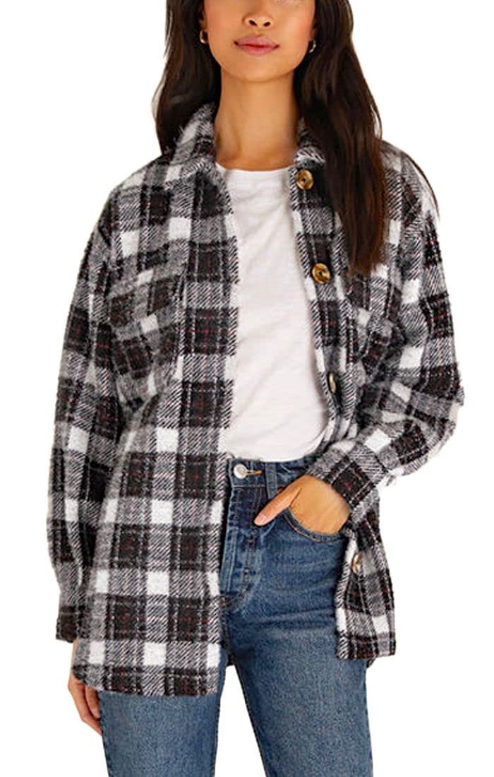 Z SUPPLY Women's Plaid Tucker Jacket - White ZJ214623 | Cozy Fall Outerwear for Casual Wear & Layering