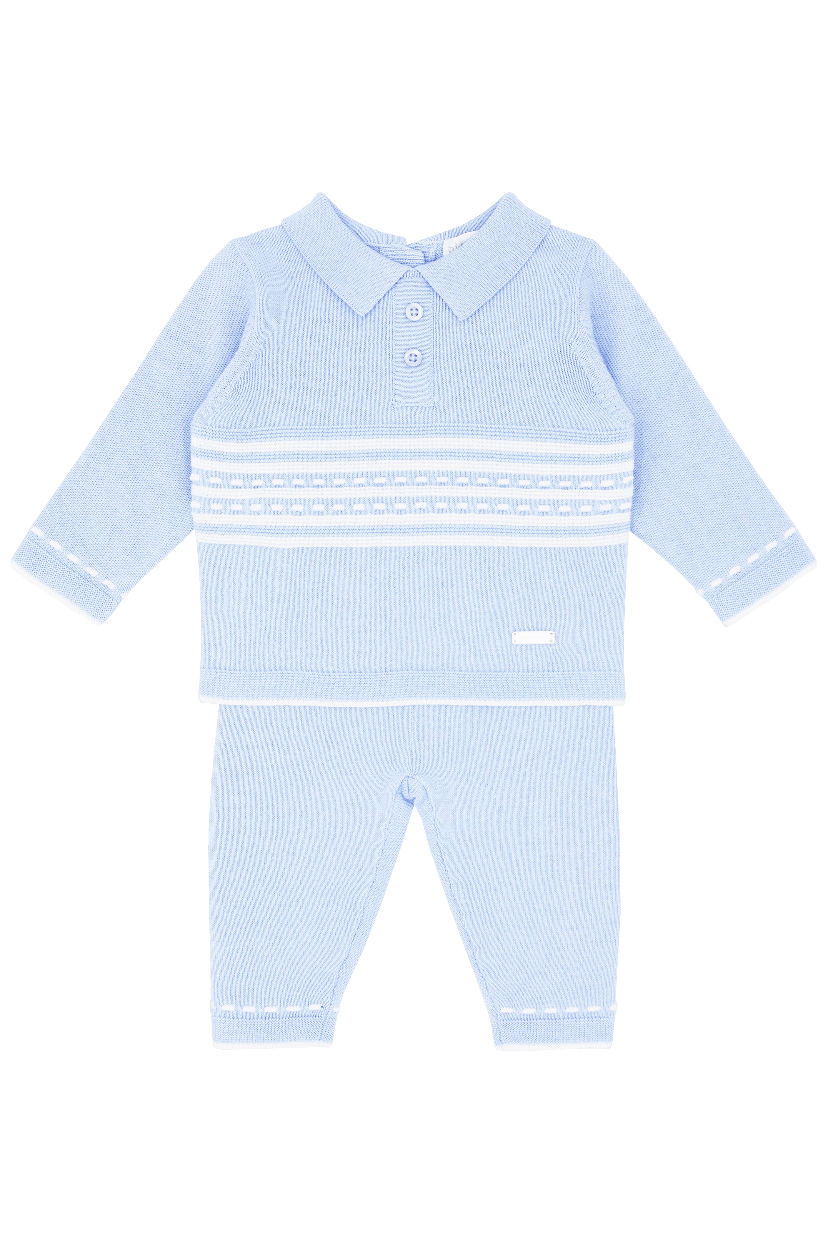 Zion Baby Blue Knit Top & Trousers Set - Soft Cotton Outfit for Newborns & Infants - Perfect for Photoshoots, Family Gatherings & Special Occasions