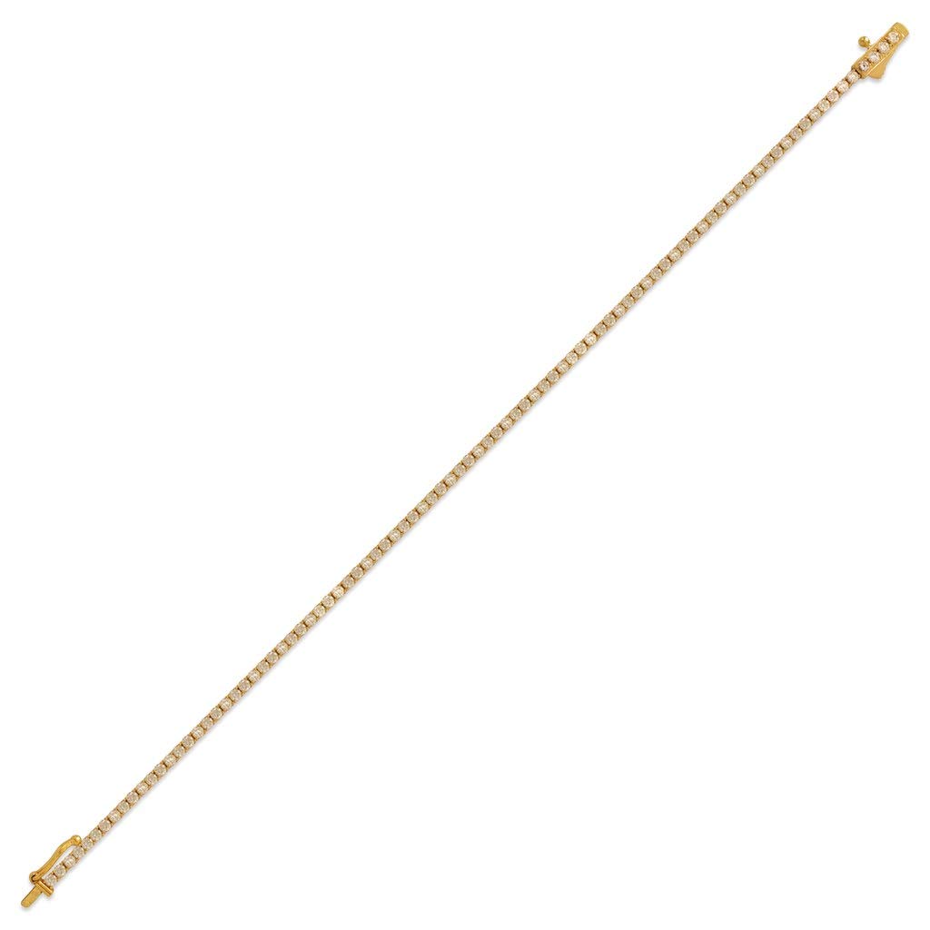14K Yellow Gold Tennis Bracelet with Round Pave White CZ Stones - Elegant Jewelry Gift for Women - 1.75MM, 2.5MM, 3MM Width Options - 7