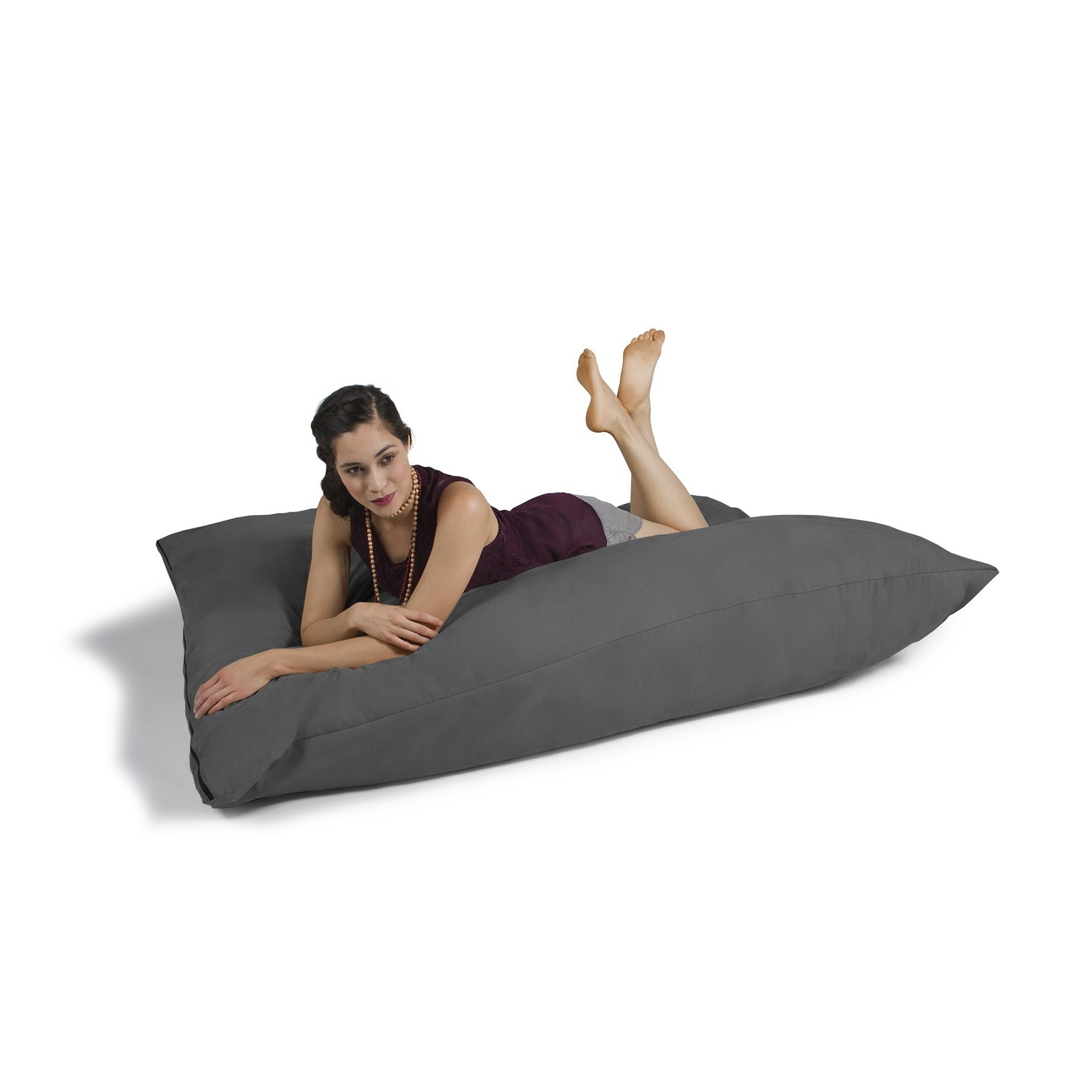 Jaxx Pillow Saxx 5.5-Foot Oversized Bean Bag Chair - Ultra Soft Floor Pillow Lounger for Adults & Teens, Charcoal Grey - Perfect for Gaming, Movie Nights & Dorm Room Relaxation