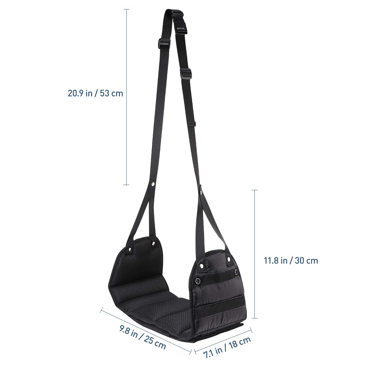 **Healifty Adjustable Footrest Hammock - Under Desk Foot Support Pad for Office & Airplane Travel - Ergonomic Foot Divider for Comfort (Black) - Perfect for Work, Study & Long Flights**
