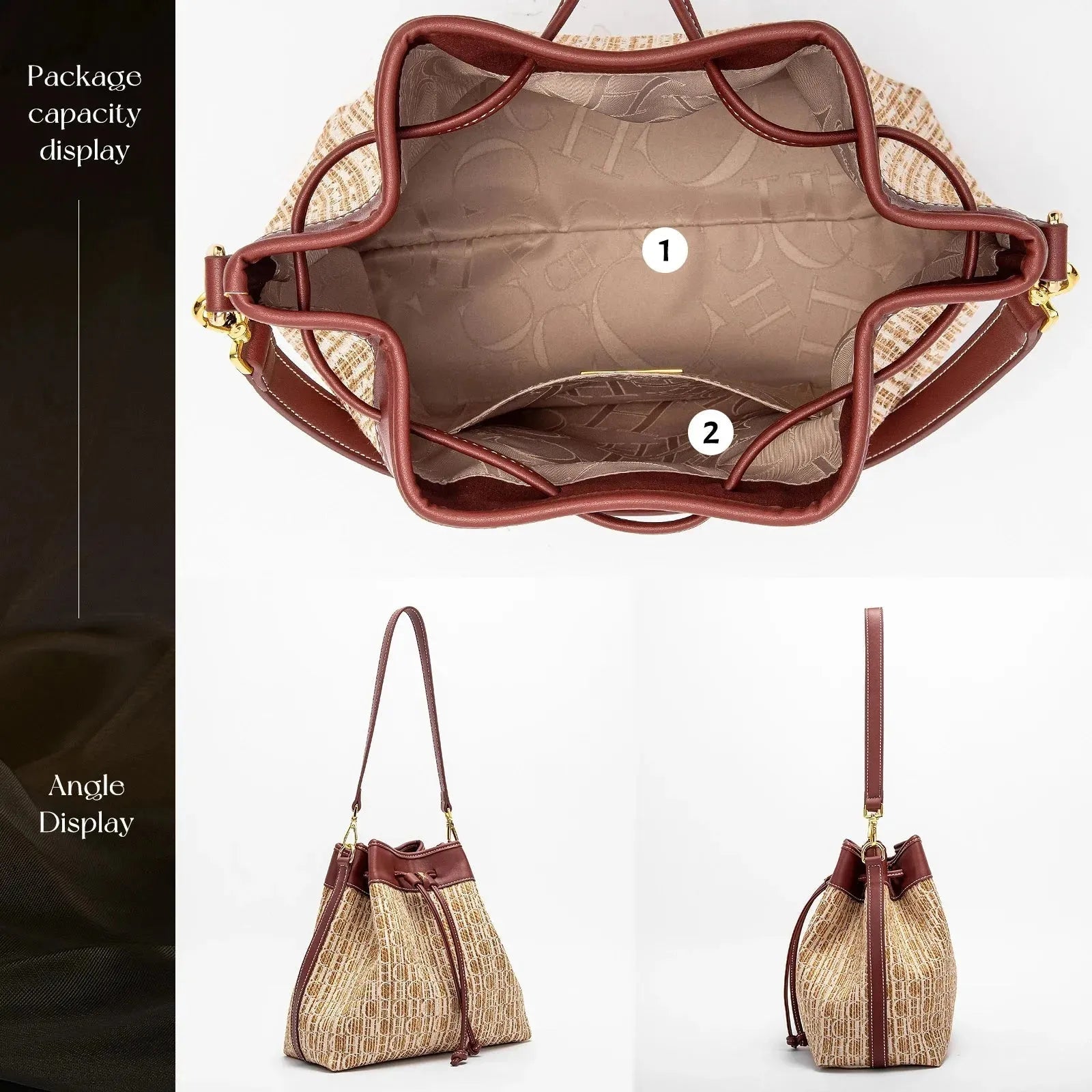 Stylish Letters Drawstring Bucket Shoulder Bag for Women - Fashionable Crossbody Purse for Travel, Gym & Everyday Use