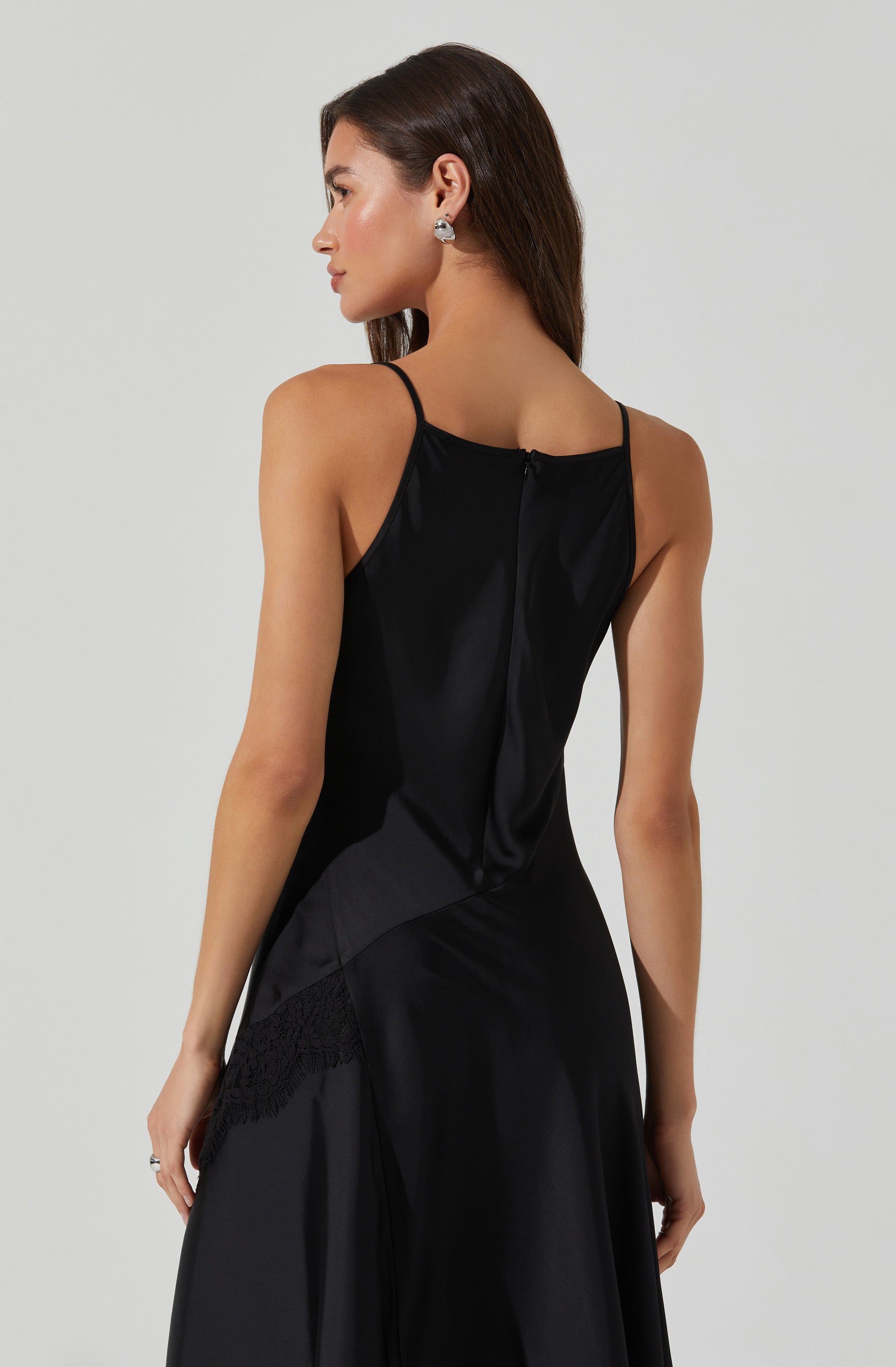 Elegant Ione Satin Lace Trim Dress for Women - Perfect for Weddings, Parties & Special Occasions