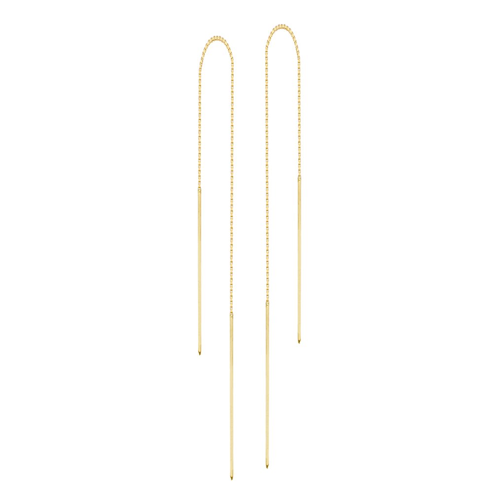 14K Gold Wire Threader Earrings for Women - Dainty Thin Threading Hoop Earrings for Everyday Wear & Special Occasions