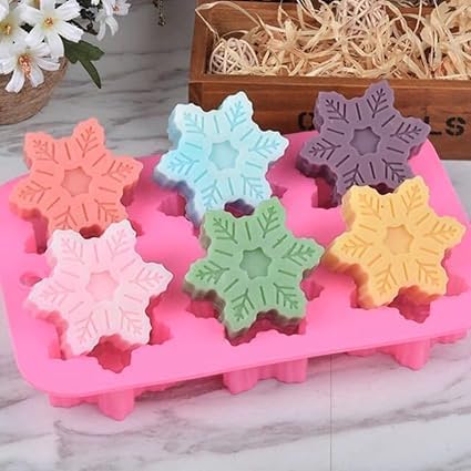 Skytail 6-Cavity Silicone Snowflake Mold - Premium Soap, Candle, Baking, Chocolate & Ice Cube Tray for DIY Crafts - Perfect for Holiday Decor, Homemade Desserts, and Gift Making