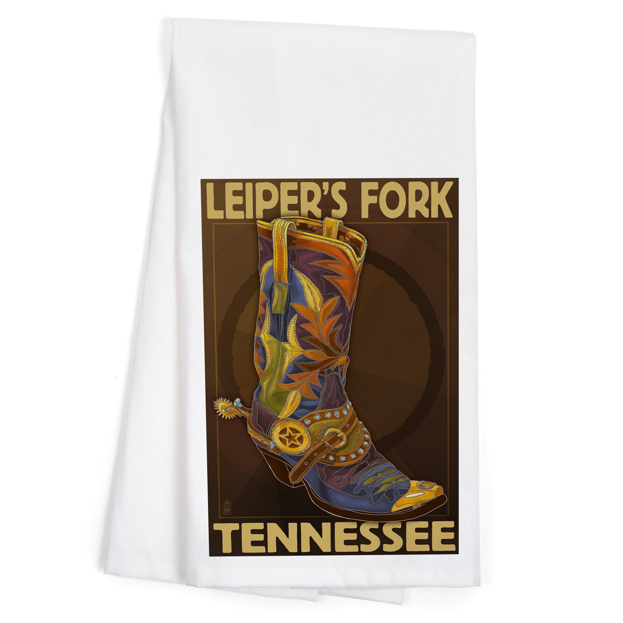 Leiper's Fork Tennessee Cowboy Boot Tea Towel - 100% Cotton Decorative Hand Towel for Kitchen & Home Decor | Perfect for Western Themed Kitchens, Farmhouse Decor, and Cowboy Gift Ideas