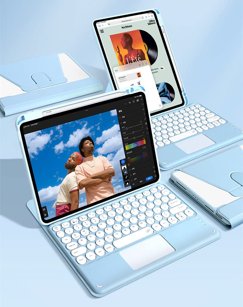 Rotating Pink Touchpad Keyboard Case for iPad Air 11