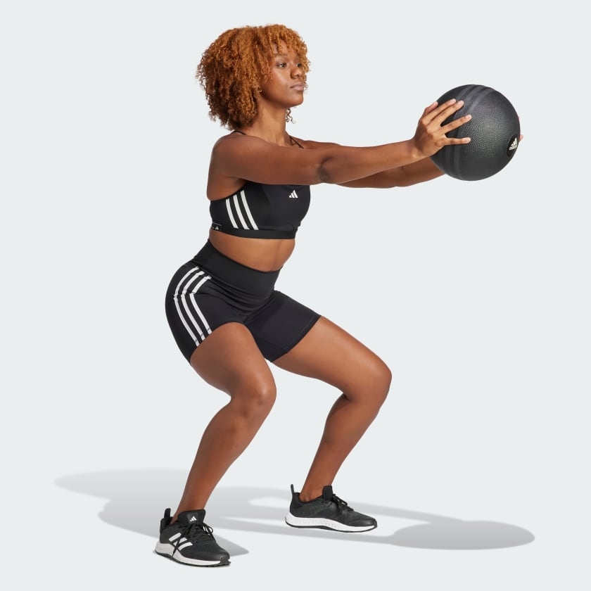 Adidas Women's AeroReact Training Sports Bra with 3 Stripes - Moisture-Wicking & Breathable for Workouts, Running & Gym