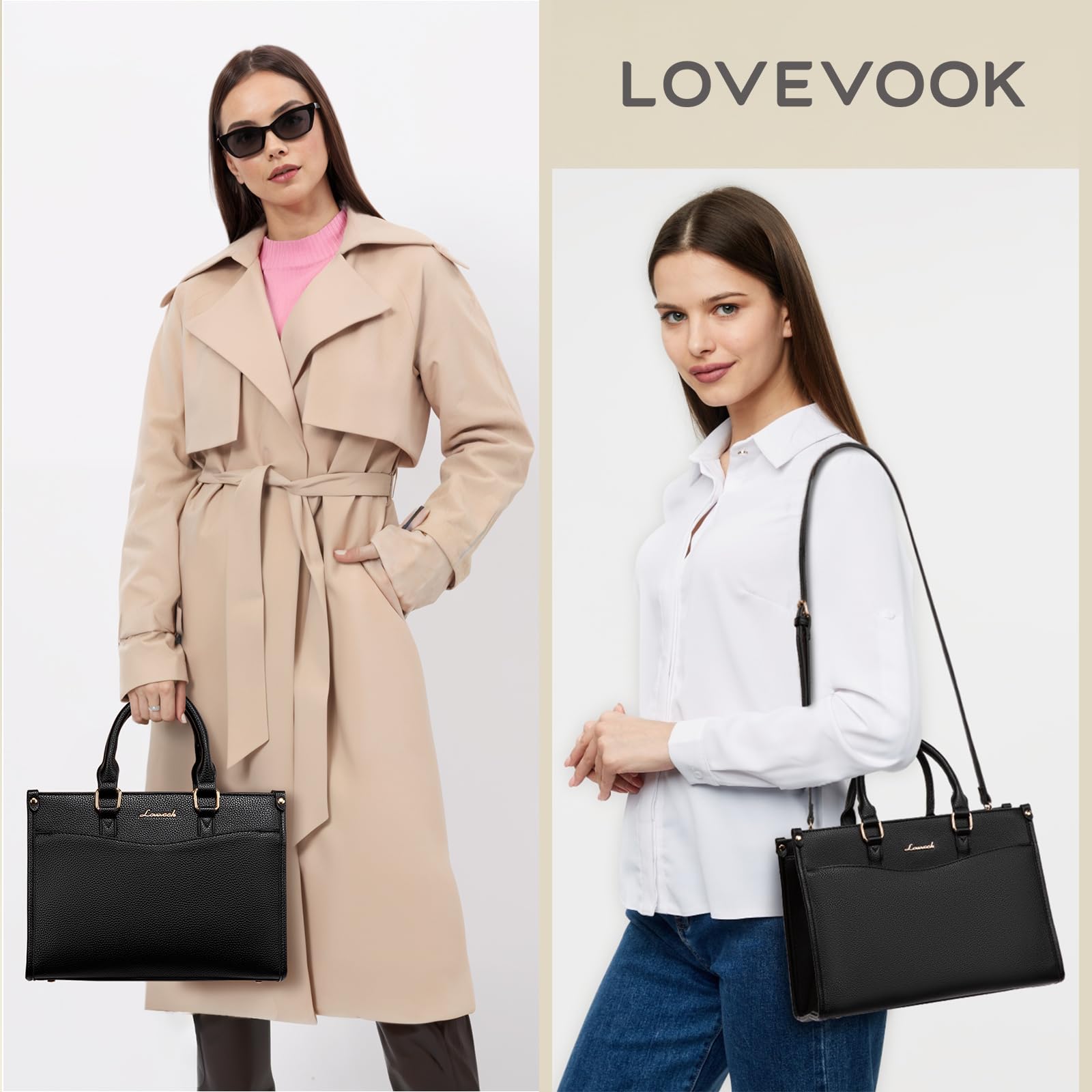 LOVEVOOK Women's Trendy Tote Bag & Crossbody Satchel Purse with Matching Clutch - Stylish Top Handle Handbag for Work, Travel & Everyday Use