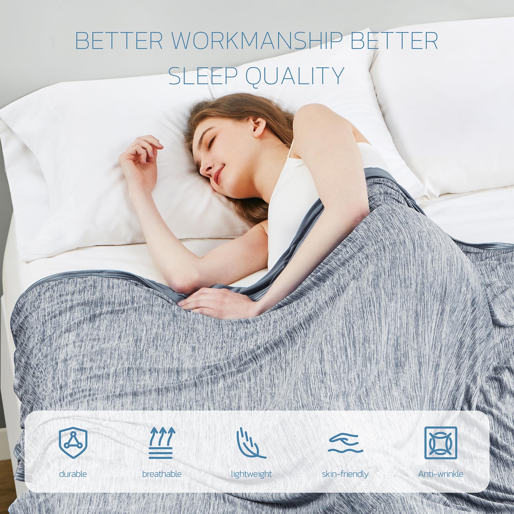 Cooling Lightweight Summer Blanket - Thin Breathable Cooling Blanket for Hot Sleepers - 50