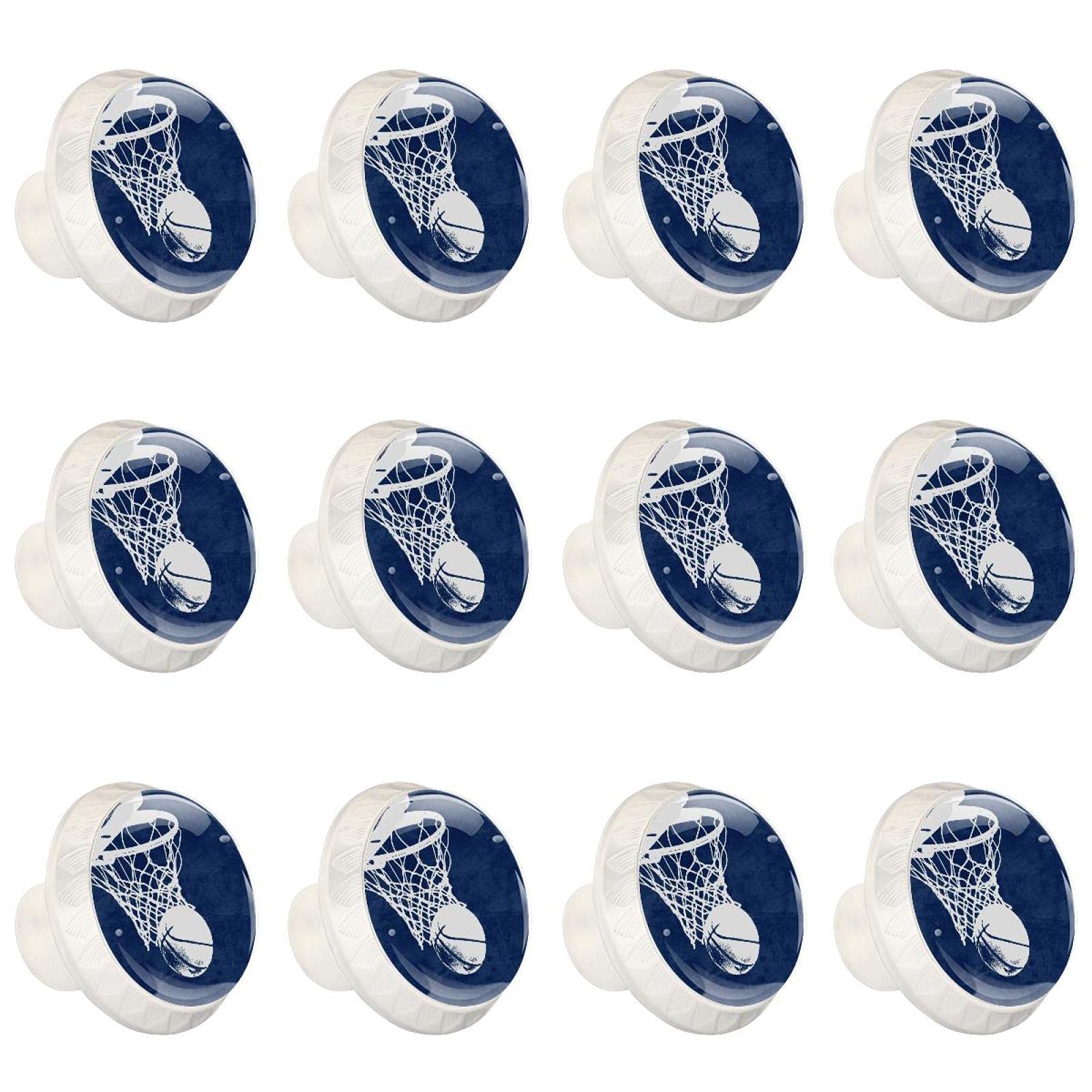 12 Pcs Crystal Glass Drawer Knobs - Basketball Design for Home & Office Cabinets