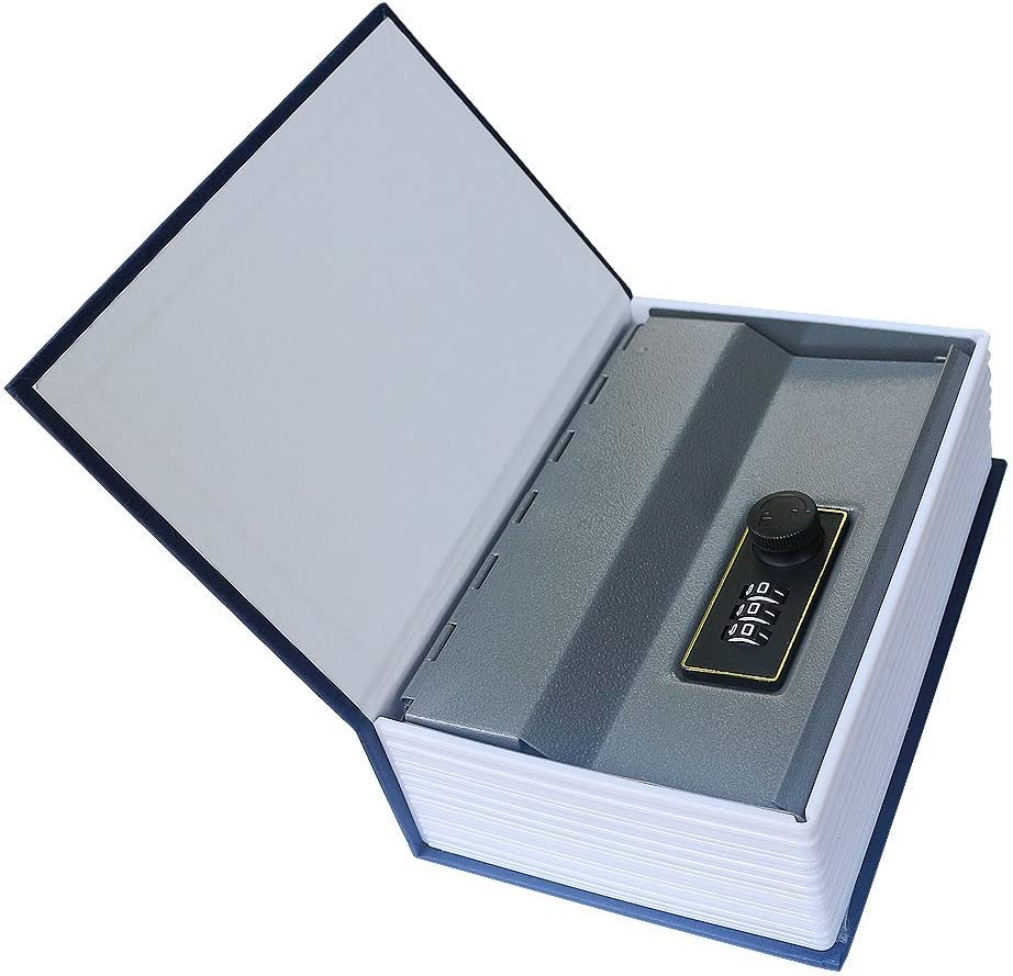 Book Safe Box with Secret Combination Lock - Hollow Book for Hiding Money, Jewelry, Cash & Credit Cards - Discreet Collection Box for Home, Office & Travel Security