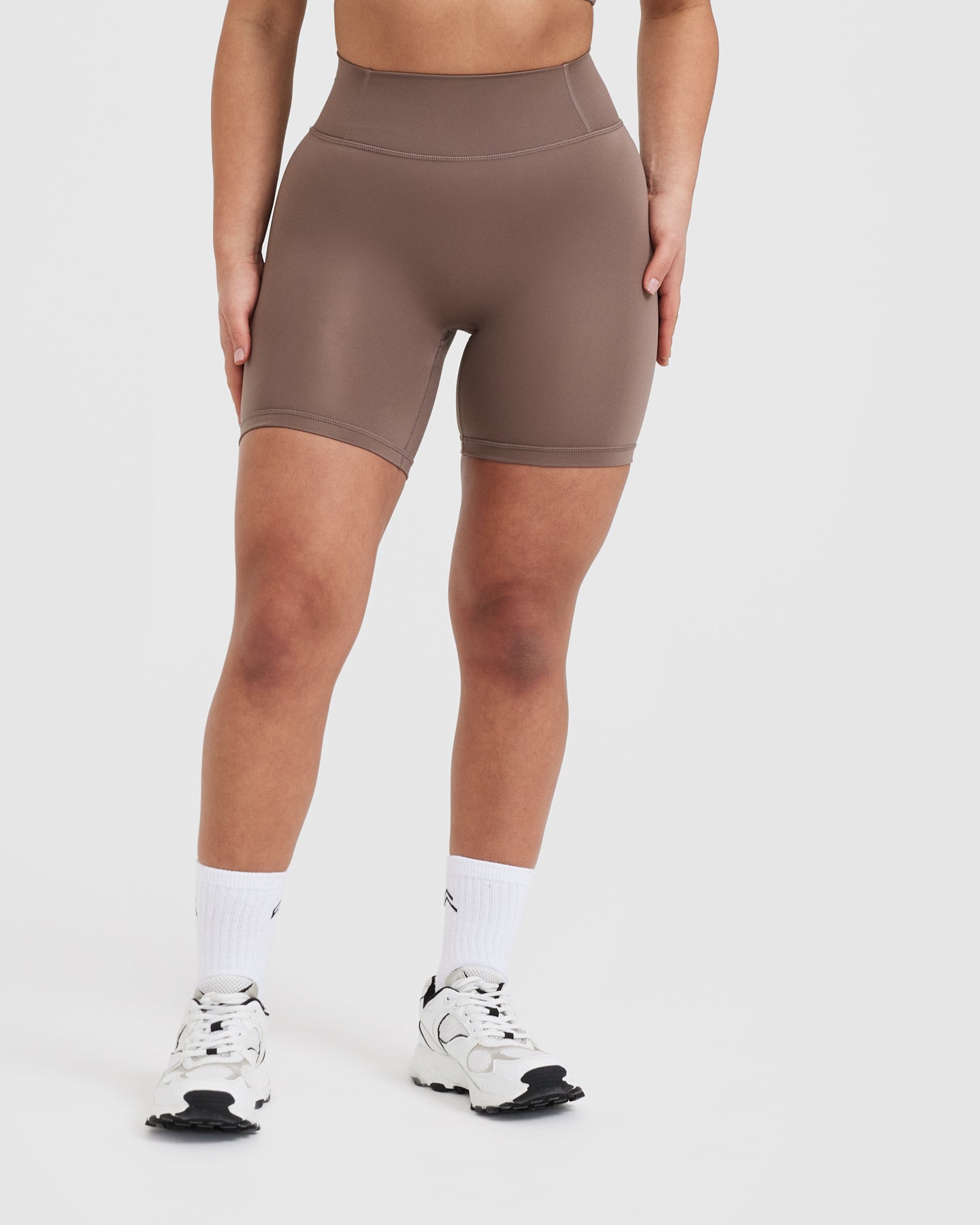 Timeless High Waisted Shorts for Women - Cool Brown | Comfortable Stretch Denim Shorts | Perfect for Summer, Beach, and Casual Outings