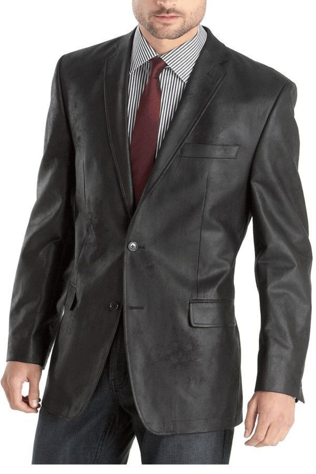 Genuine Lambskin Leather Jacket for Men - Slim Fit Two Button Blazer Sport Coat RB014 | Premium Outerwear for Business, Casual & Formal Occasions
