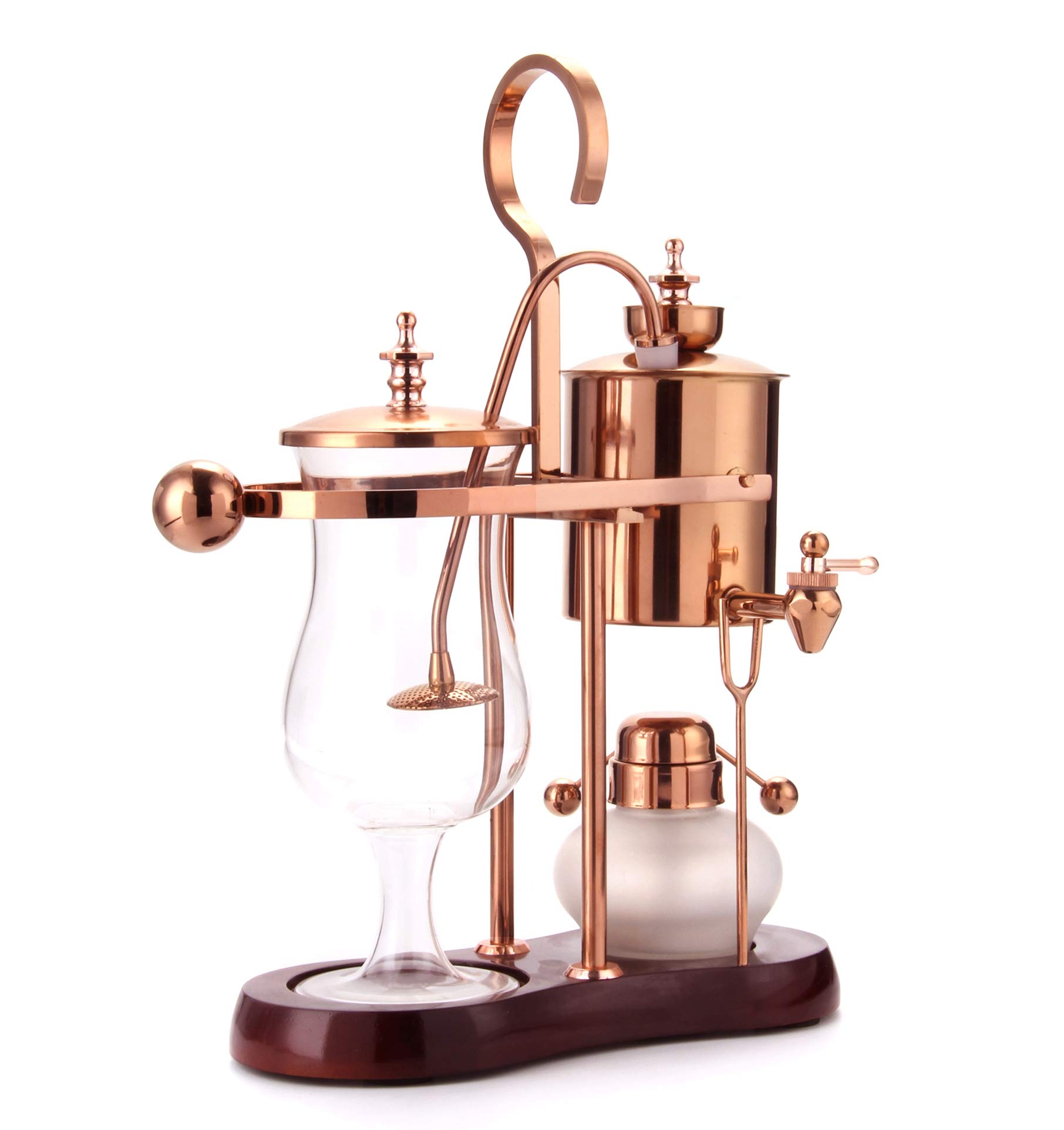 Premium Belgian Royal Family Balance Syphon Coffee Maker - Elegant Retro-Style Siphon Brewer with Polished Rose Gold Finish | Perfect for Home Brewing, Coffee Shops & Gift Giving