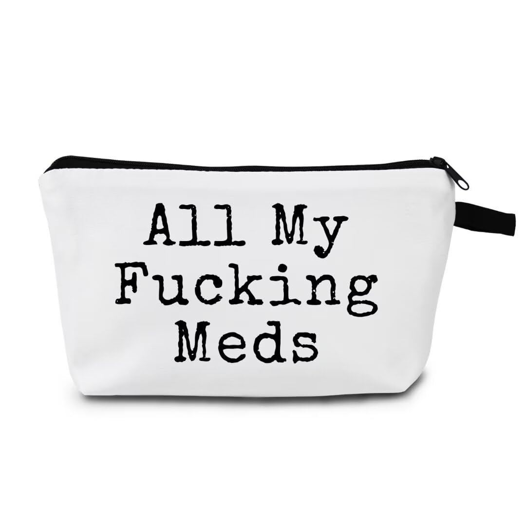 Women's Travel Makeup Bag - Small Zipper Toiletry Organizer for Cosmetics & Meds | Perfect Teacher Gift & On-the-Go Essentials