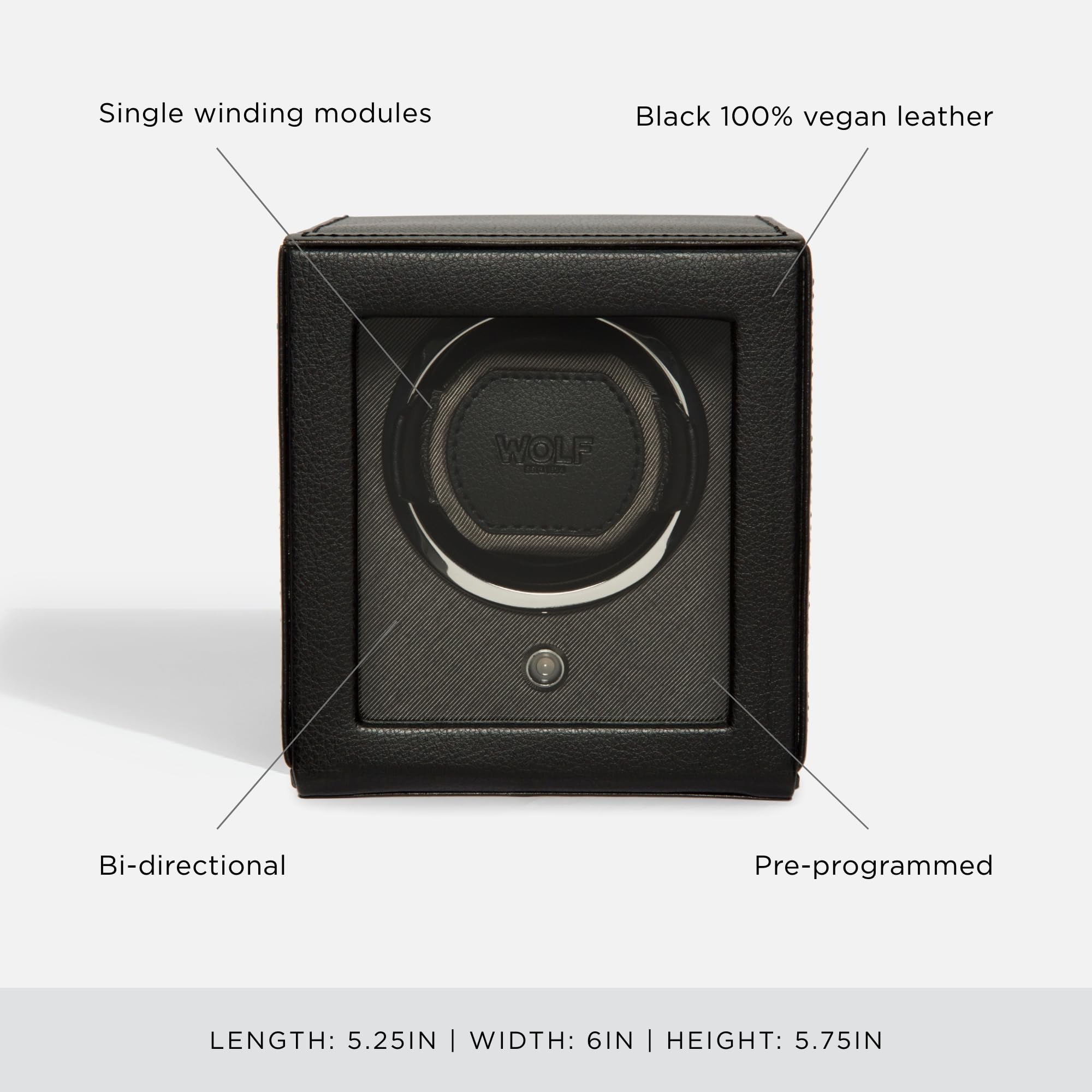 Premium Wolf Cub Single Watch Winder with Glass Cover - Automatic Watch Storage & Display Case for Men - Perfect for Luxury Watch Collection, Travel & Nightstand Storage