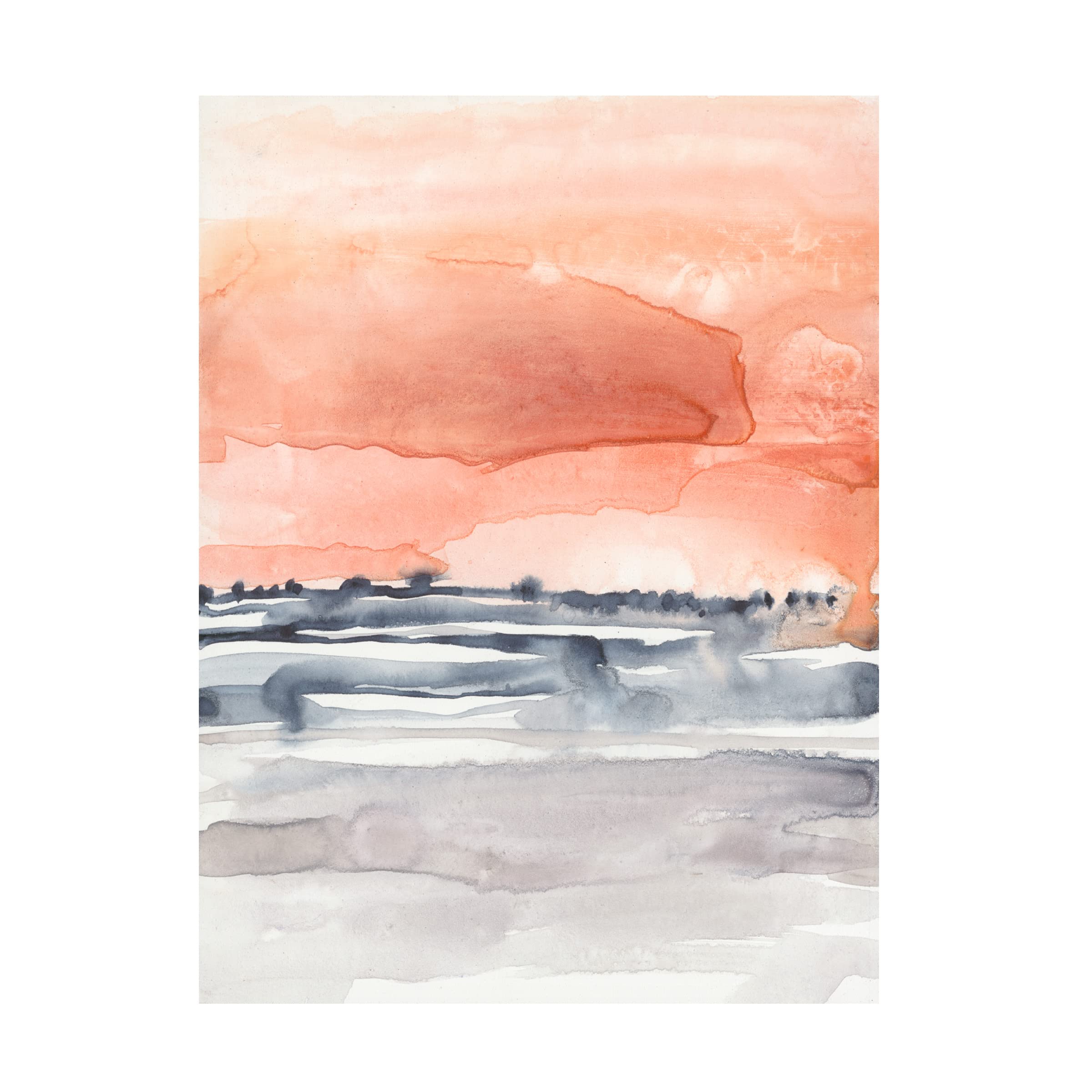 Jennifer Goldberger 'Coral Sky II' Canvas Wall Art Print - Modern Abstract Ocean Painting for Living Room, Bedroom & Office Decor