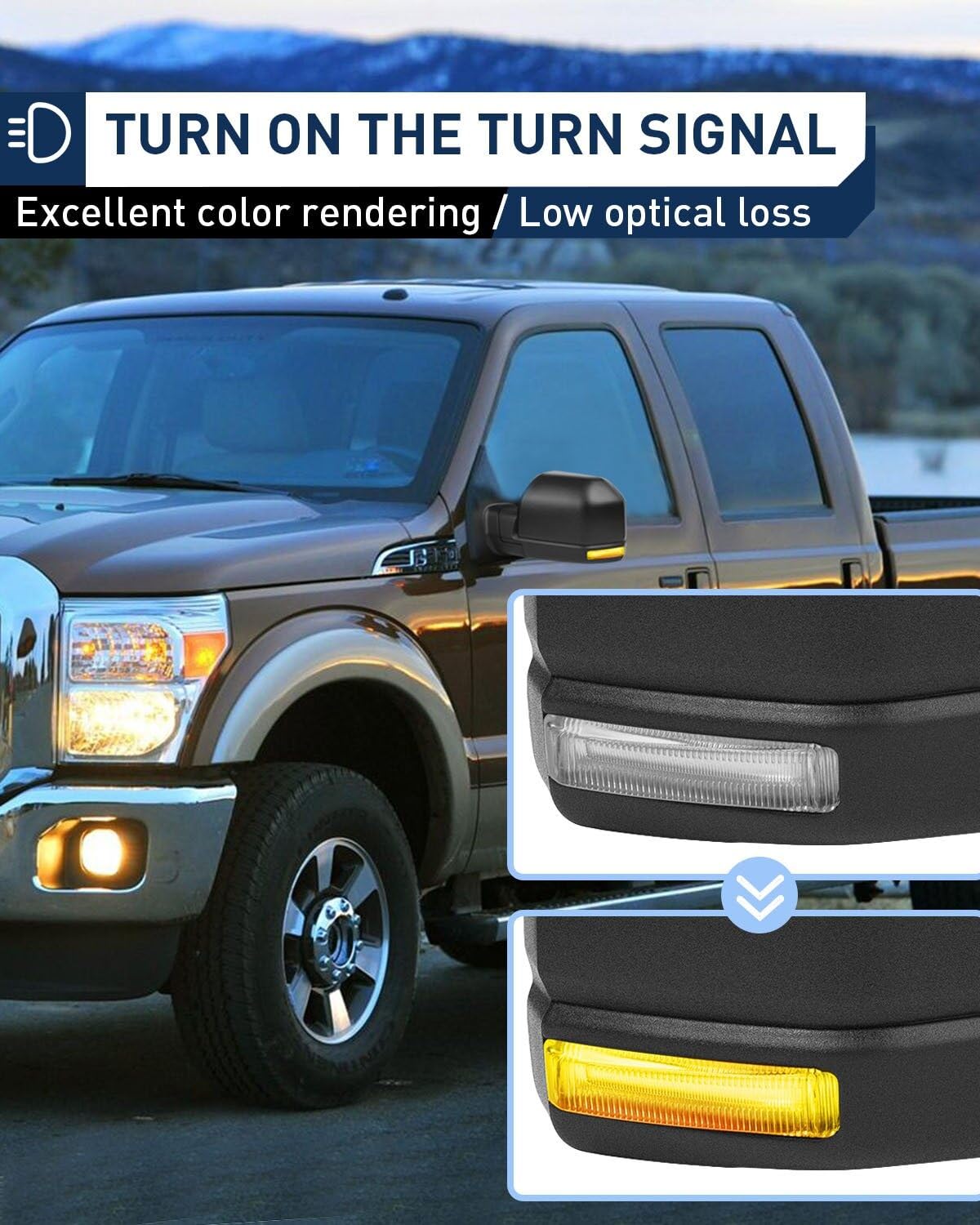 ECCPP Power-Adjustable Heated Towing Mirrors for 2015-2019 Ford F150 Pickup Truck - Left & Right Side Mirrors with Turn Signal, Black Housing, Manual Folding & Telescoping - Perfect for Towing, Off-Roading & Enhanced Visibility