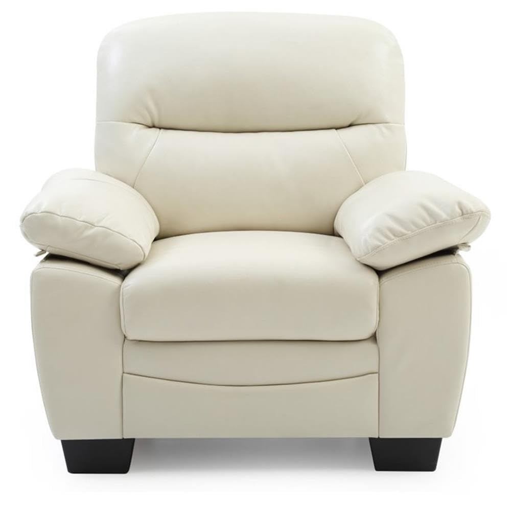 Glory Furniture Marta Faux Leather Chair in Pearl White - Modern PU Leather Dining Chair with Metal Legs for Kitchen, Dining Room & Office