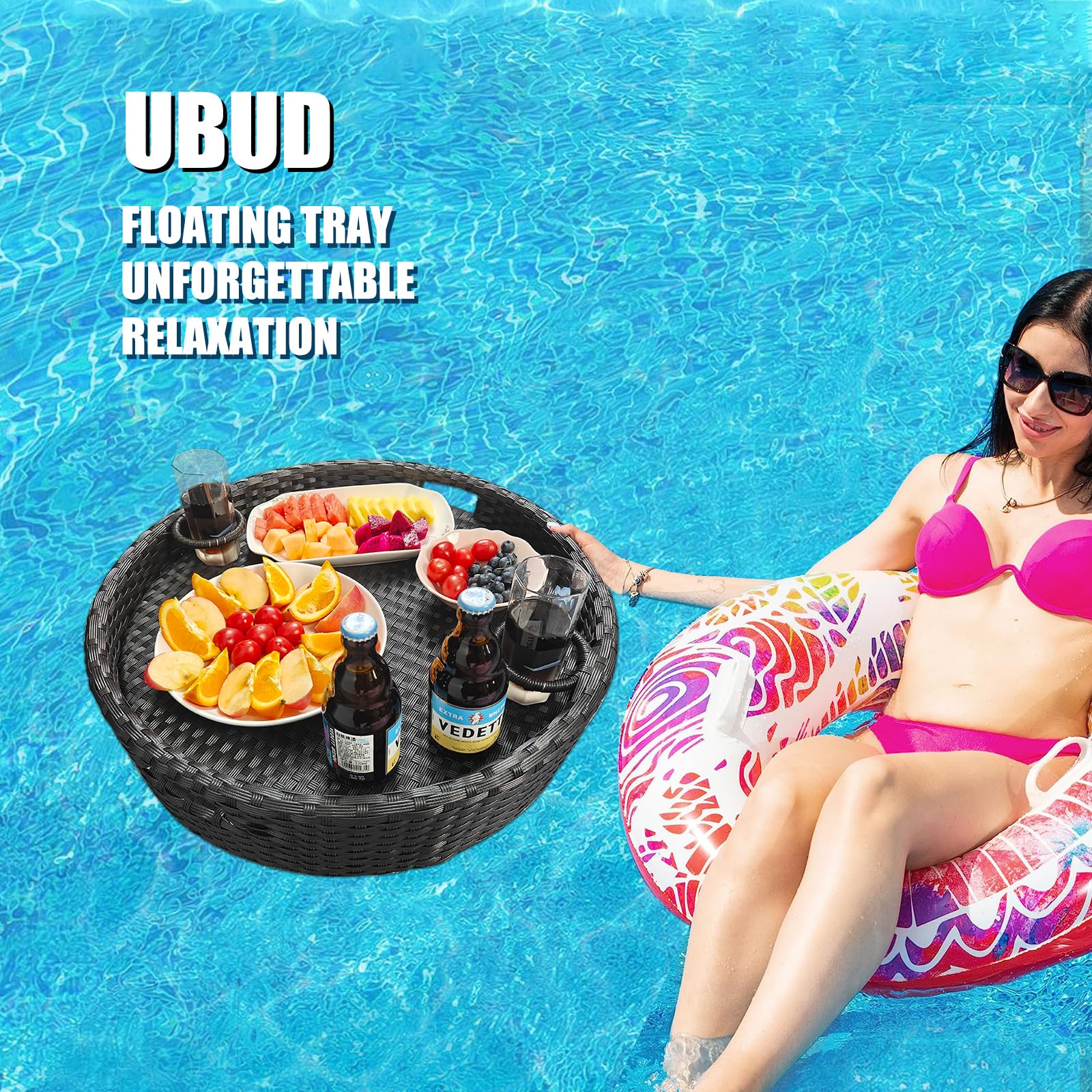 Premium Floating Pool Tray - Round Waterproof Drink & Food Holder for Swimming Pools - Ideal for Pool Parties, Summer Relaxation & Outdoor Water Activities