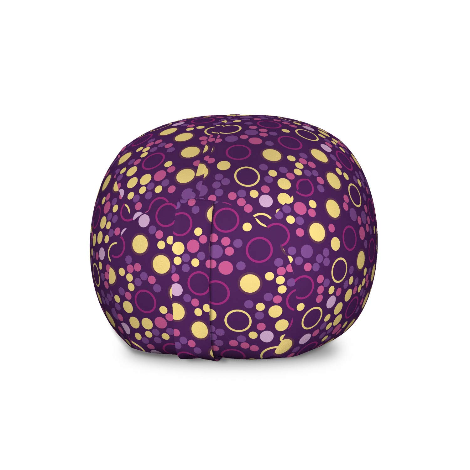 Ambesonne Large Abstract Storage Toy Bag Chair - Modern Circles & Polka Dots Pattern - Washable Stuffed Animal Organizer - Purple Brown - Perfect for Kids' Room, Playroom & Nursery Organization